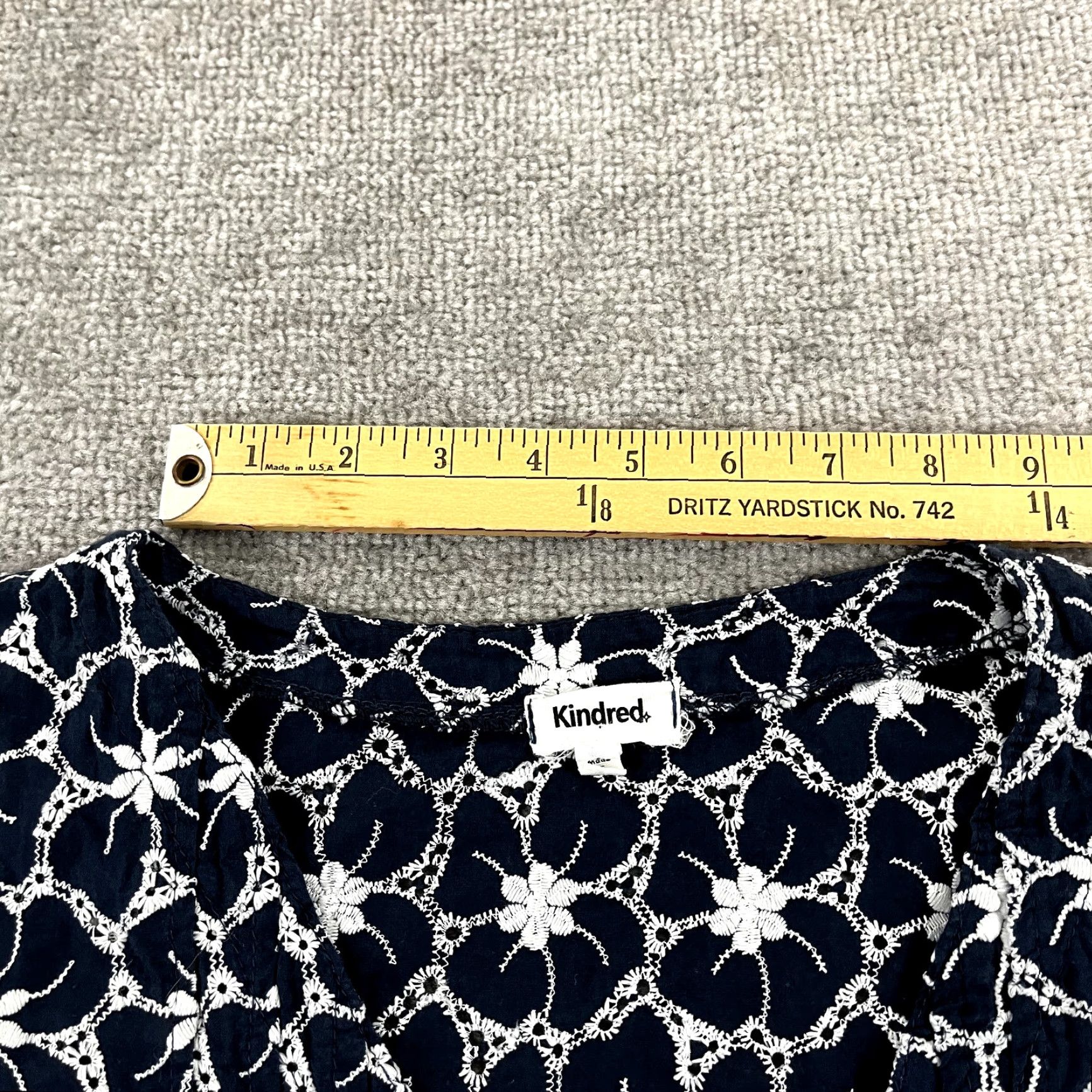Vintage ANTHROPOLOGIE KINDRED Blouse Womens Small Blue White Floral Crochet Button Size S / US 4 / IT 40 - 7 Thumbnail
