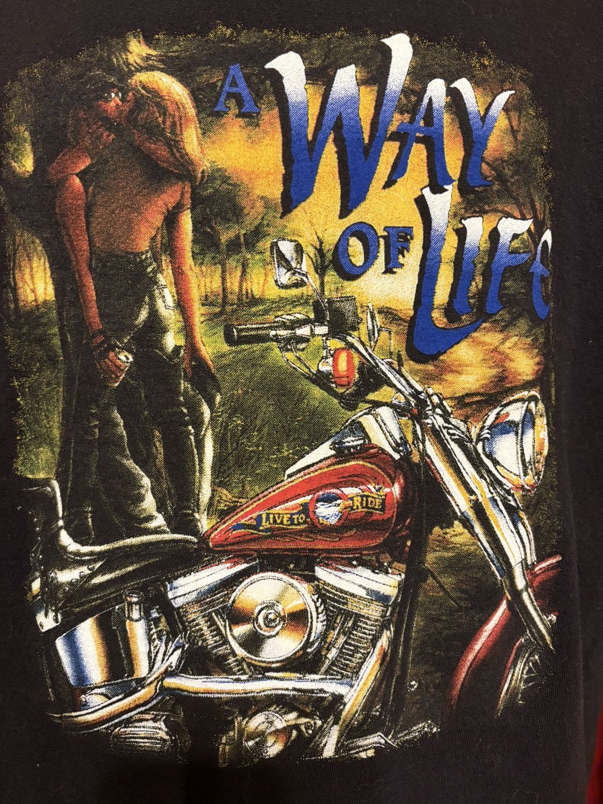 Vintage Vintage Way of Life Biker Tshirt 90’s Motorcycle Tee Size US XL / EU 56 / 4 - 3 Thumbnail