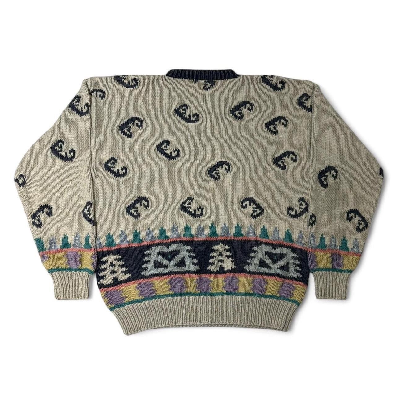 Vintage Vintage 1990s Patterned Beige Knit Sweater Size US L / EU 52-54 / 3 - 6 Thumbnail