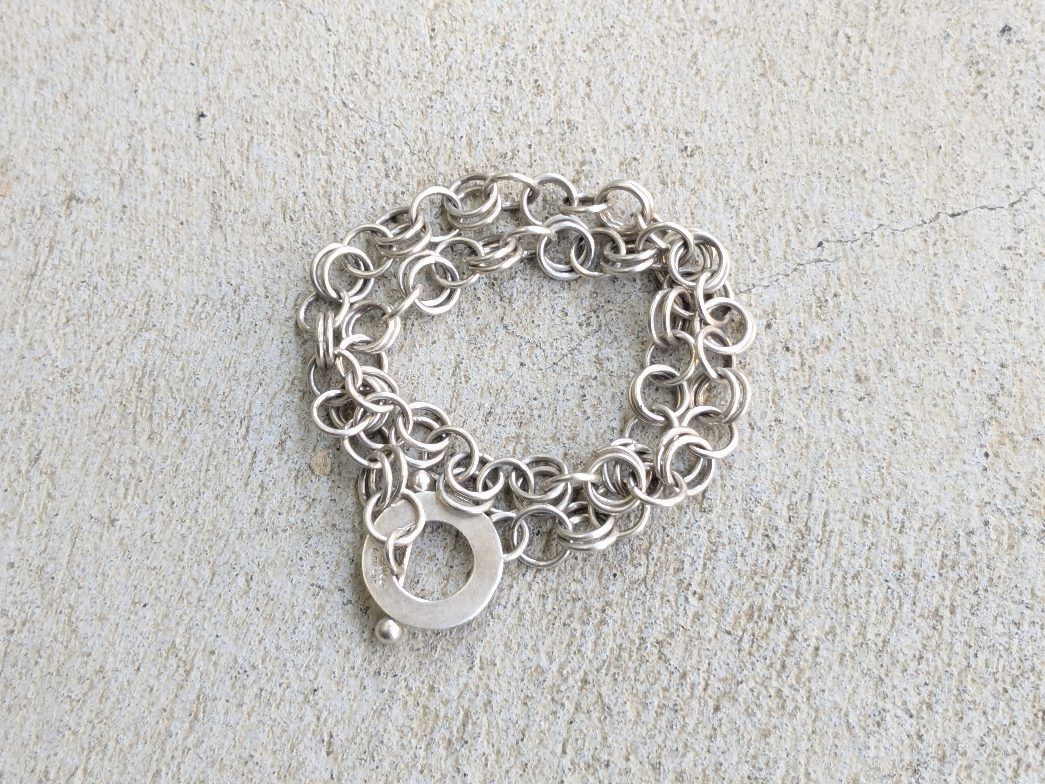 Jewelry Vintage Sterling Silver Choker Necklace Round Toggle Chain Size ONE SIZE - 1 Thumbnail