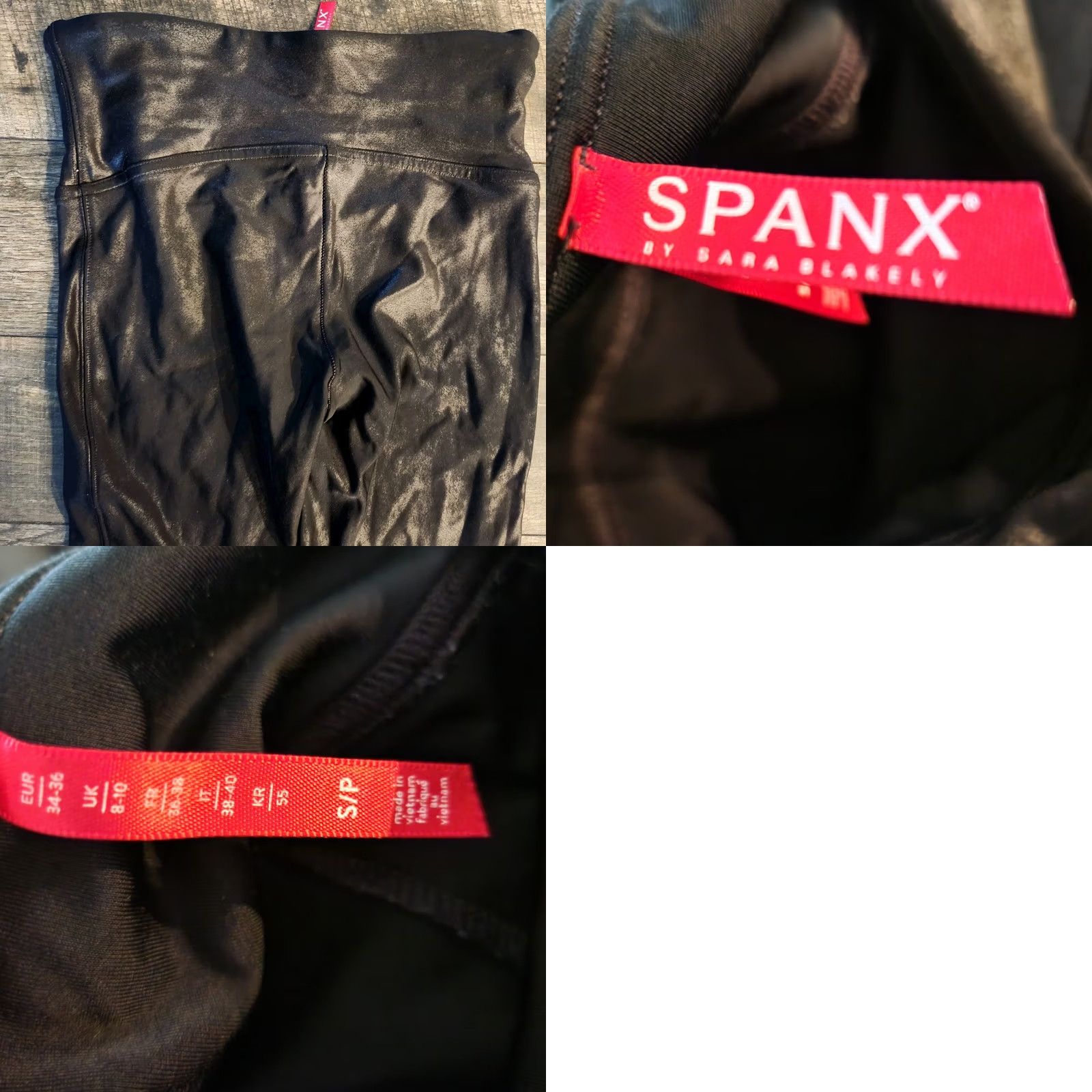 Spanx Spanx Red Label High Waist Faux Leather Leggings Small Black Sheen Shiny Size 28" / US 6 / IT 42 - 8 Thumbnail
