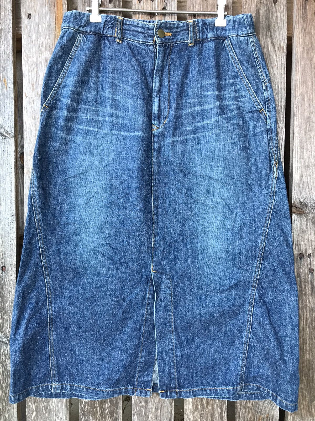 Issey Miyake × Japanese Brand Vtg 90s Plantation By Issey Miyake Denim Skirt Size 30" / US 8 / IT 44 - 3 Thumbnail
