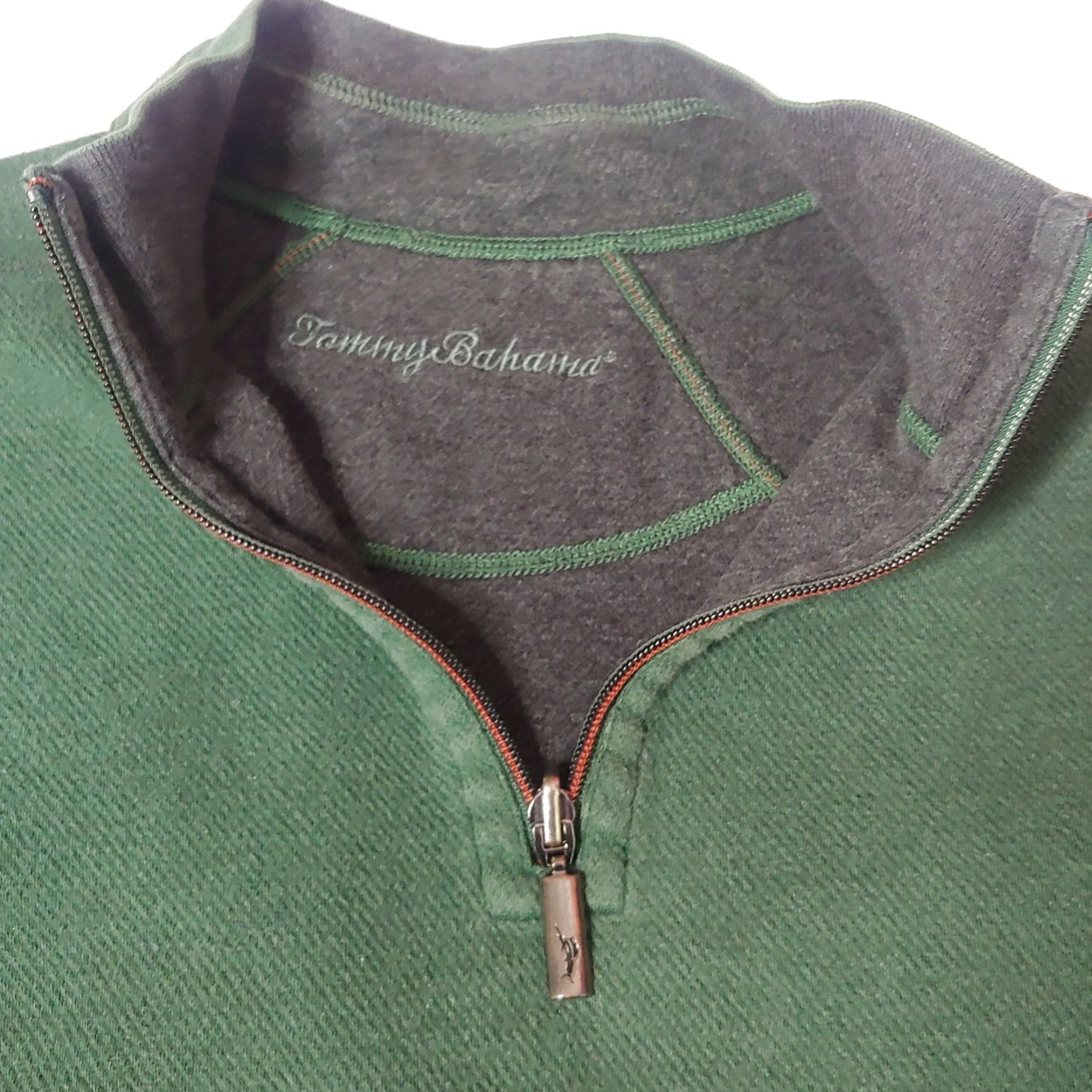 Tommy Bahama Tommy Bahama Men's Long Sleeve Knit Pullover Sweatshirt 1/4 Zip Green Large Fall Spring Winter Size US L / EU 52-54 / 3 - 5 Thumbnail