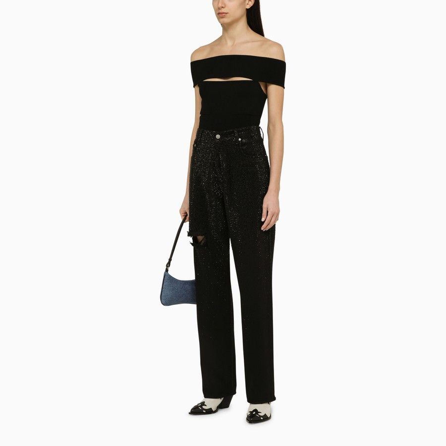 Golden Goose o1d2blof0824 Denim Trouser With Crystals in Black Size 26" / US 2 / IT 38 - 2 Thumbnail