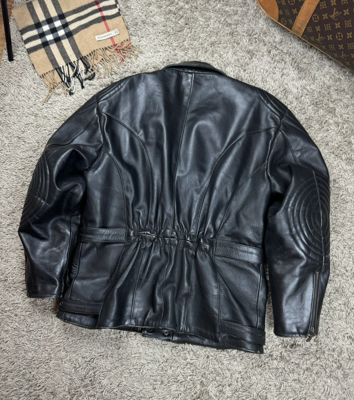 Vintage Vintage leather jacket bomber 90s original casual item Size US L / EU 52-54 / 3 - 2 Thumbnail
