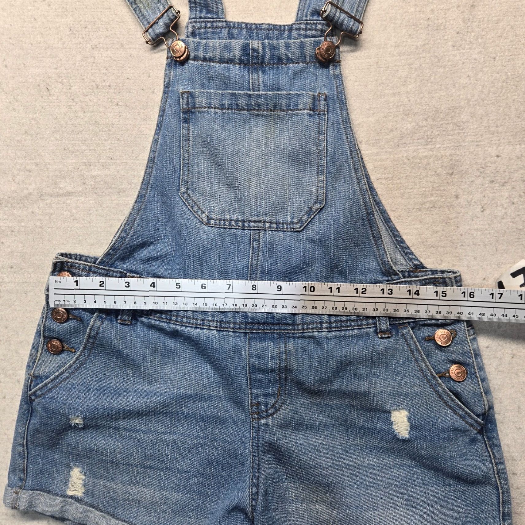 Rainbow VINTAGE CI SONO Rainbow Overalls Shorts Women’s Medium Blue Denim Spandex Casual Summer Fall Size 32" / US 10 / IT 46 - 4 Thumbnail