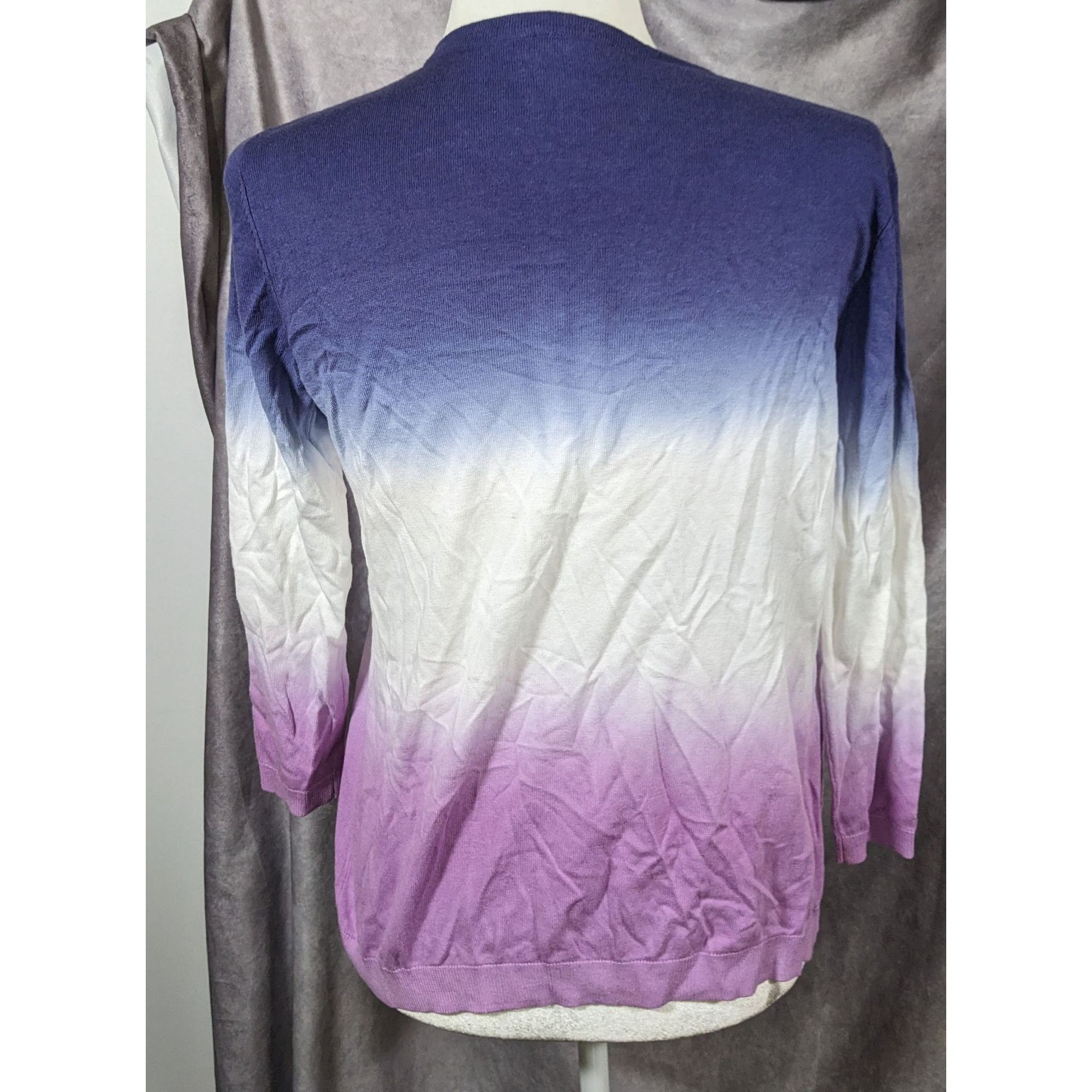 Talbots Preppy Casual Blue And Purple Ombre Cardigan by Talbots Size S / US 4 / IT 40 - 5 Thumbnail