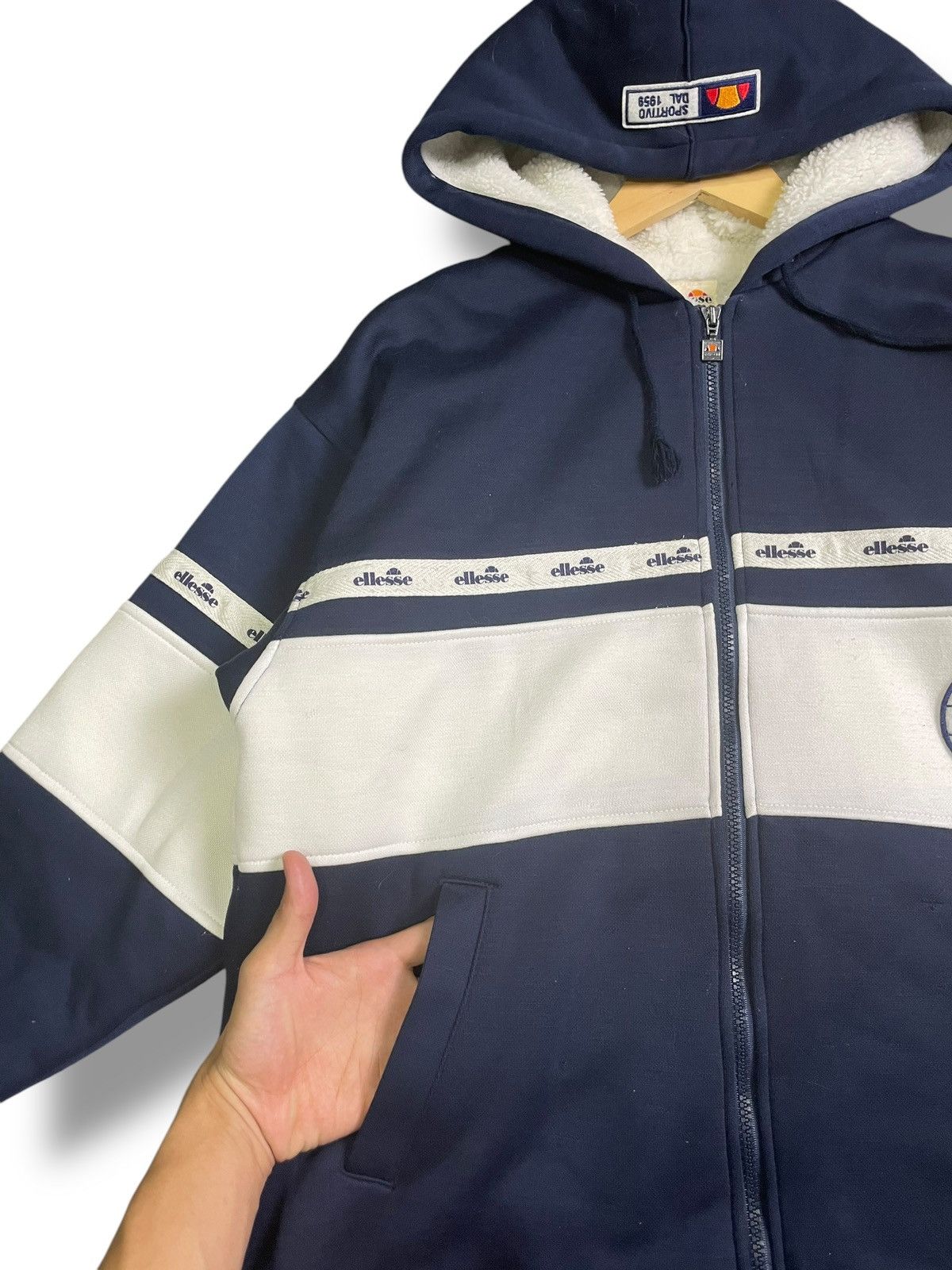 Designer × Ellesse × Vintage Ellese Two Tones Lined Fleece Zipper Sweater (37) Size US M / EU 48-50 / 2 - 10 Thumbnail