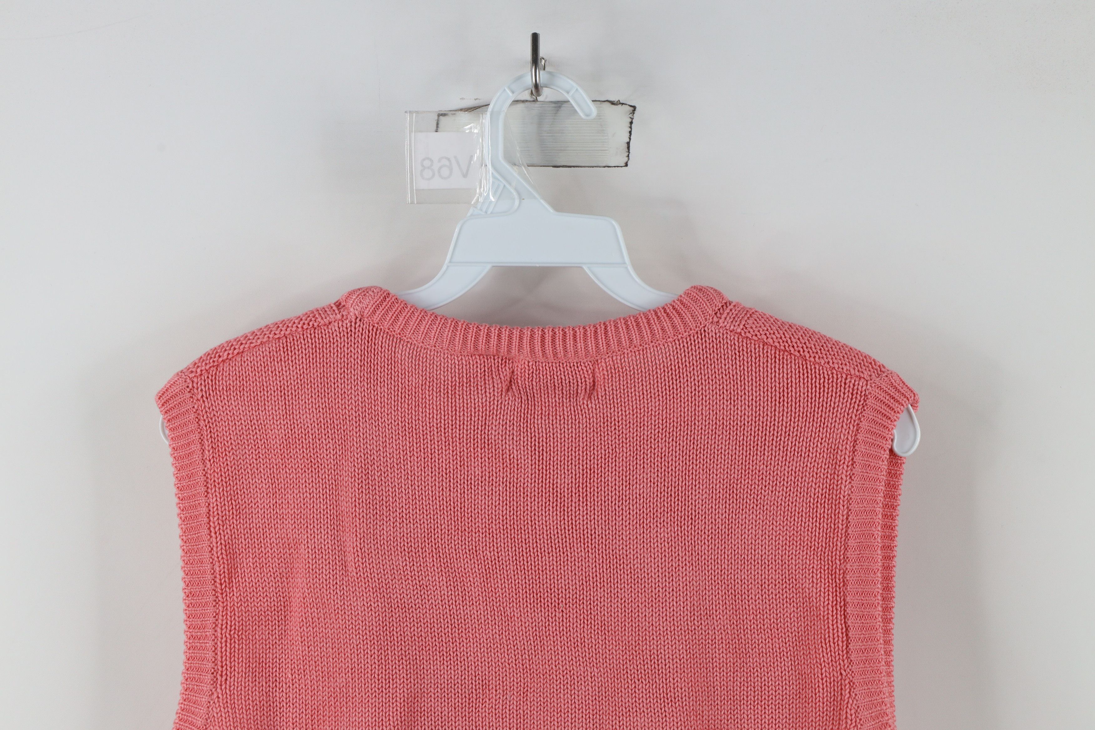 Vintage Vintage 90s Streetwear Chunky Ribbed Knit Sweater Vest Pink Size L / US 10 / IT 46 - 9 Thumbnail