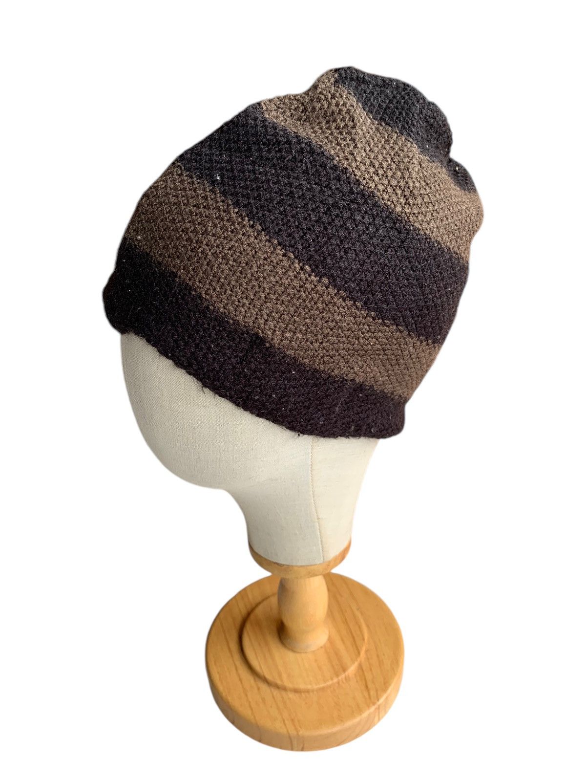 14th Addiction × Vintage Stripe Hydrogen Skull Punk Knitted Hairy Rare Beanie Hats☠️🎌 Size ONE SIZE - 5 Thumbnail