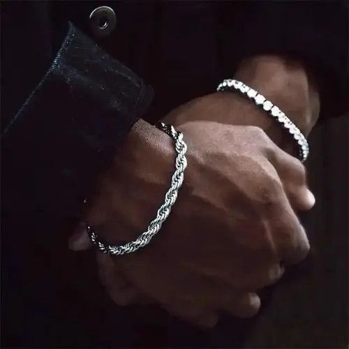 VIBE Width 3/4MM Stainless Steel Short Rope Chain Bracelet Size ONE SIZE - 8 Thumbnail