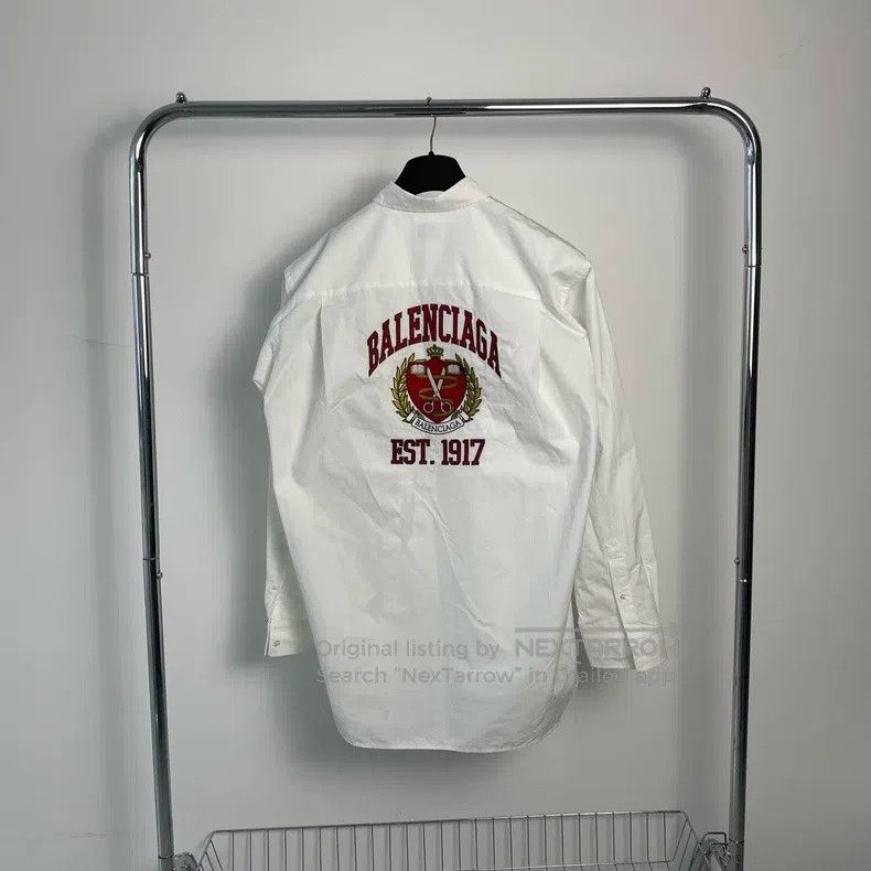 Balenciaga Balenciaga Scissor and Wheat Embroidered White Shirt Size XS / US 0-2 / IT 36-38 - 2 Thumbnail