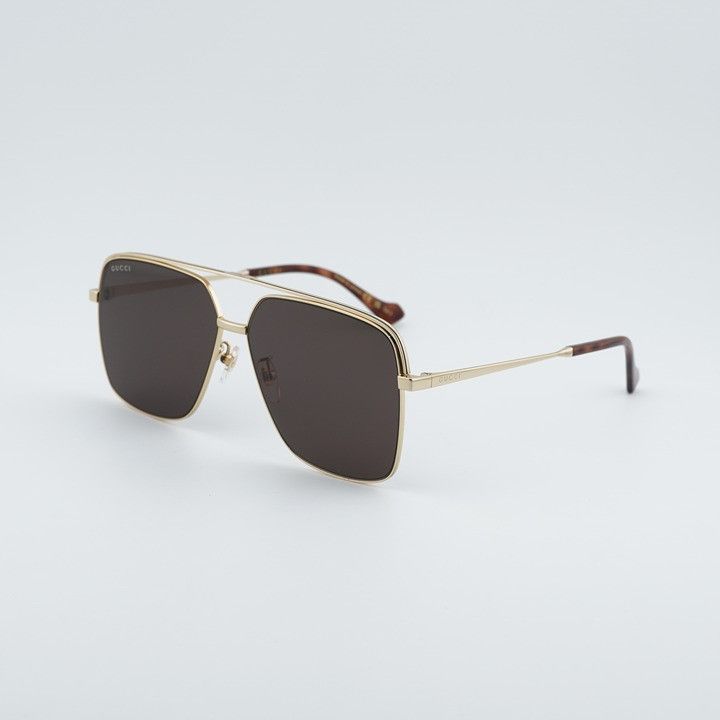 Gucci Gucci GG1099SA 003 Sunglasses Gold Aviator Frame, Brown Size ONE SIZE - 1 Thumbnail