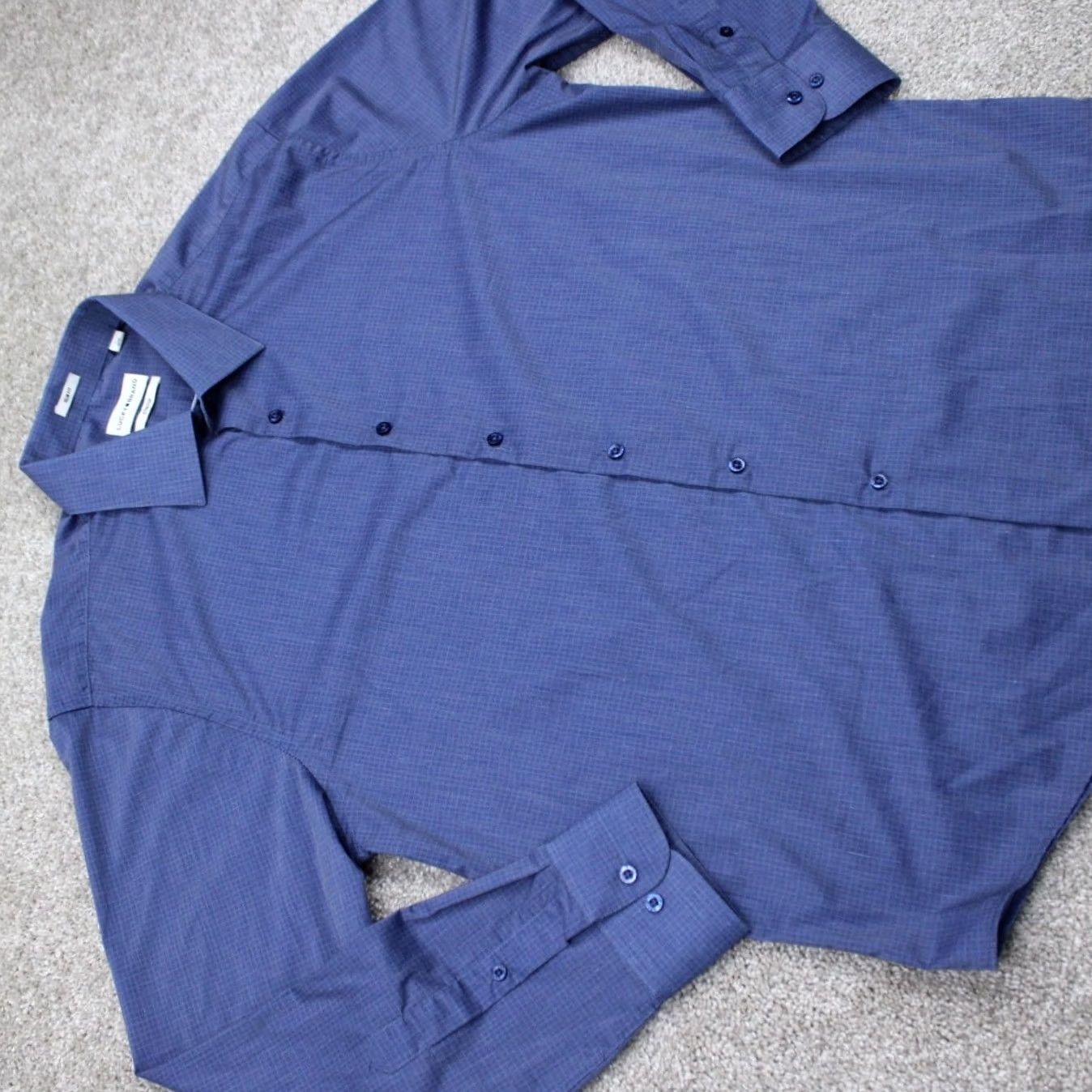 Lucky Brand Lucky Brand Slim Fit Button-Up Shirt Men Large Blue Cotton/Poly Stretch L/S Geometric Pattern Shirt Size US L / EU 52-54 / 3 - 7 Thumbnail