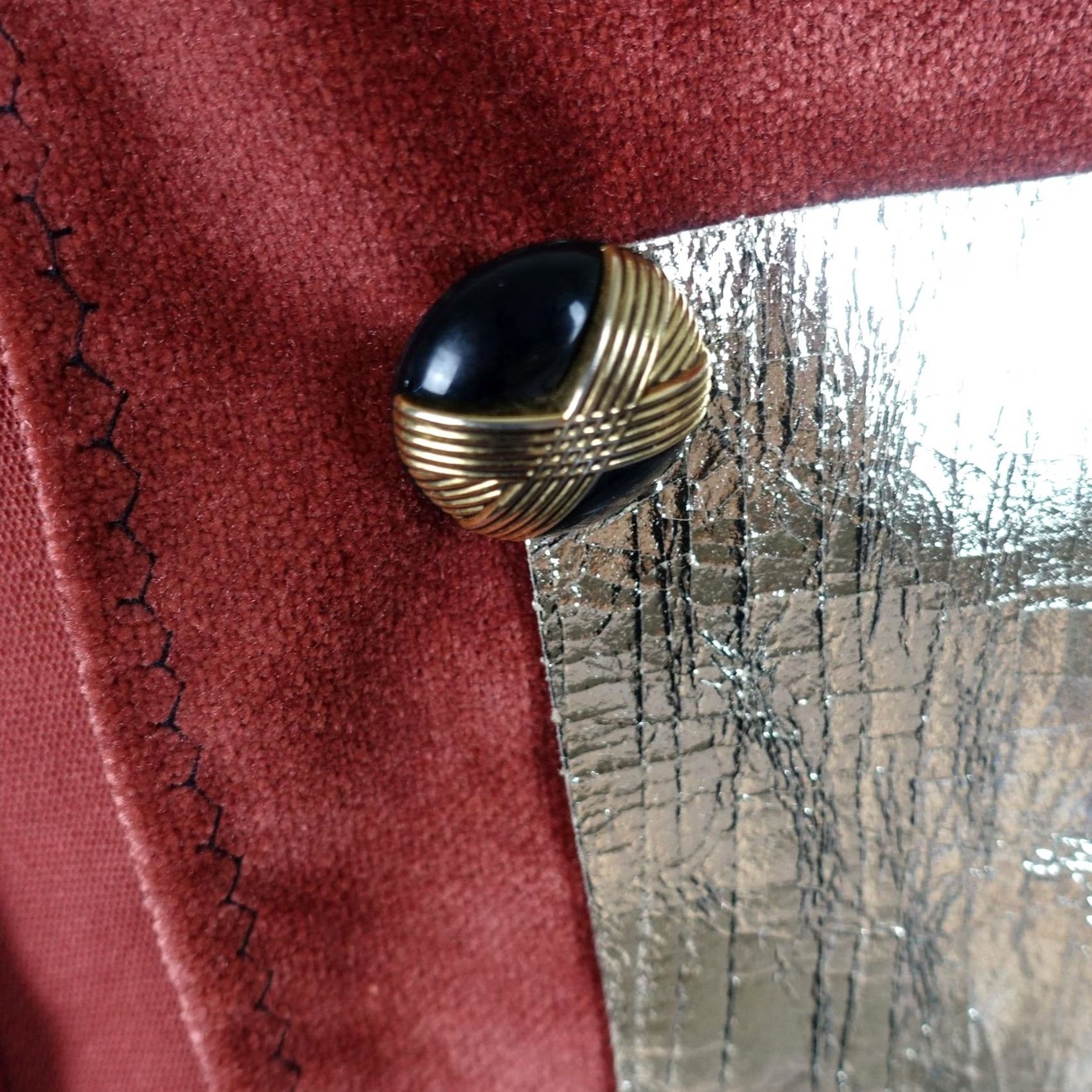 Vintage Nina Leuca Jacket Womens L Red Velvet Kimono Gold Trim Metallic Tapestry Vintage No Size L / US 10 / IT 46 - 6 Thumbnail