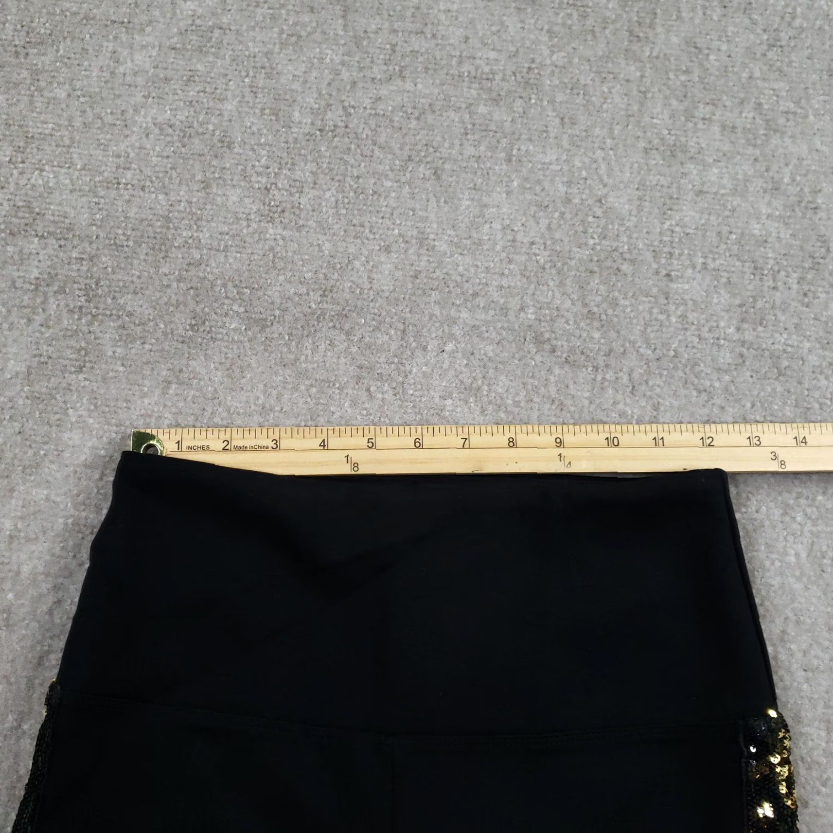 Vintage Lysse Leggings Womens Small Black High Rise Sequin Side Stripe Ankle Stretch Size 28" / US 6 / IT 42 - 7 Thumbnail