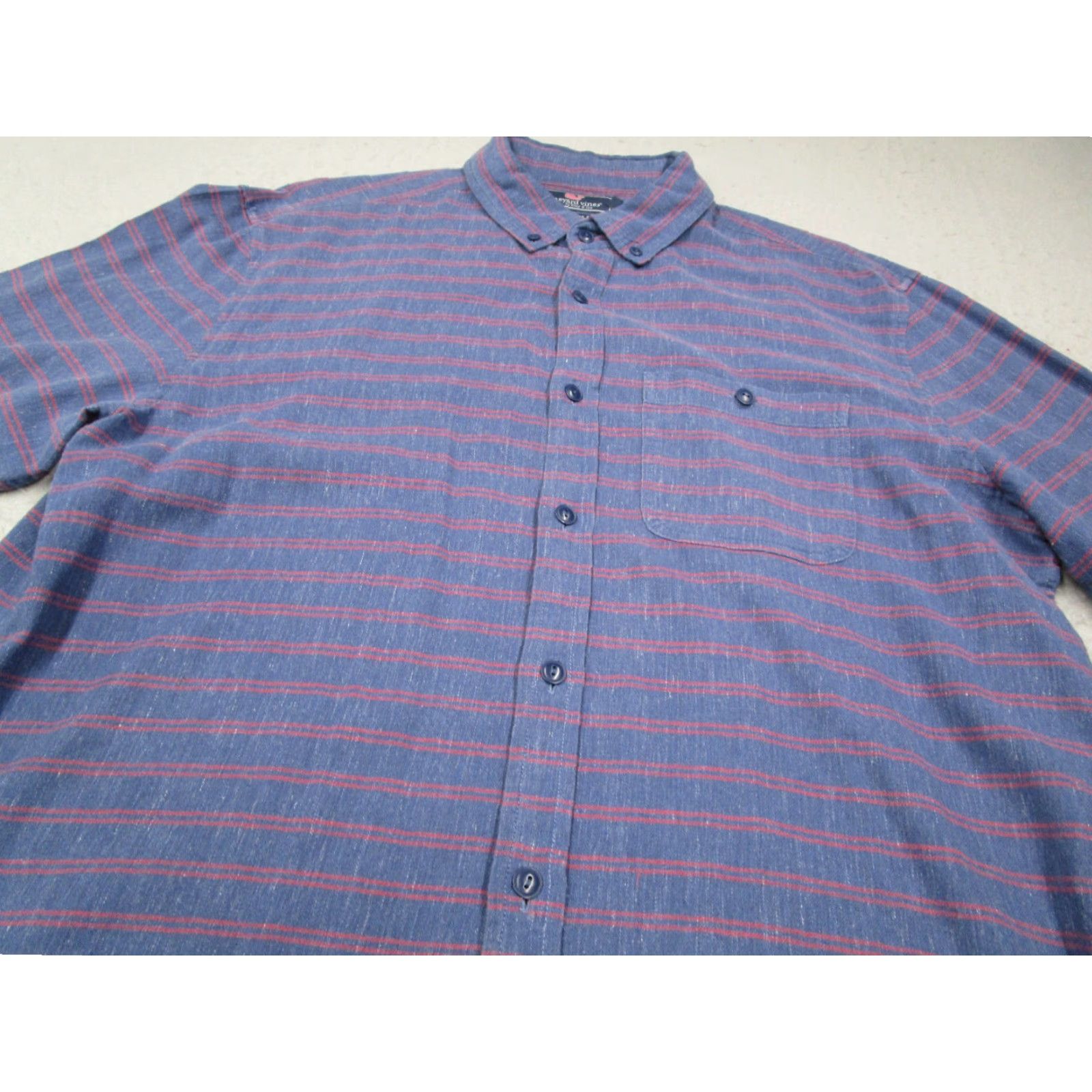 Vineyard Vines Vineyard Vines Longshore Shirt Mens Medium Blue Slim Fit Button Up Linen Blend Shirt Size US M / EU 48-50 / 2 - 2 Thumbnail