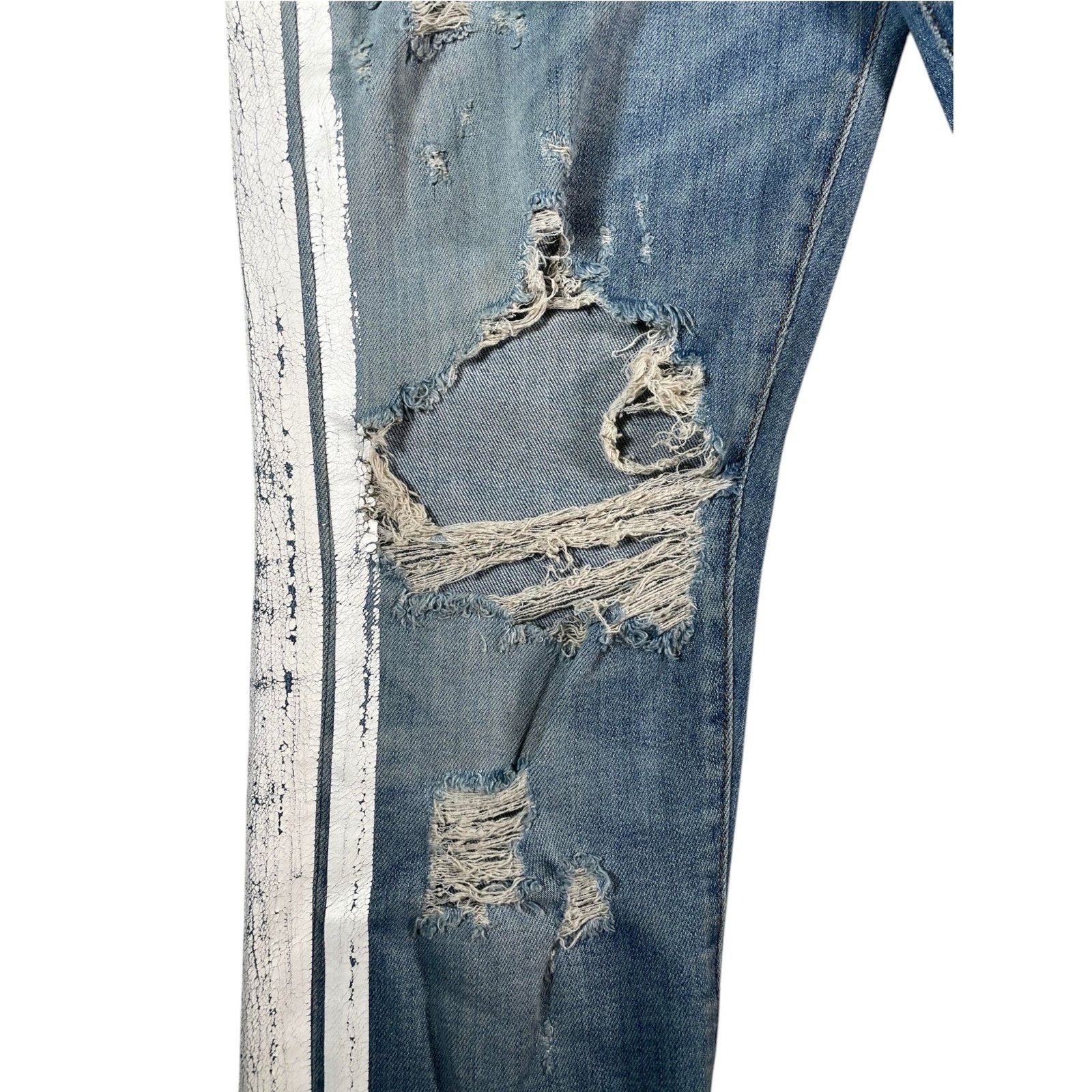 Amiri Amiri White Stripe Light Wash Jeans Size US 33 - 3 Thumbnail