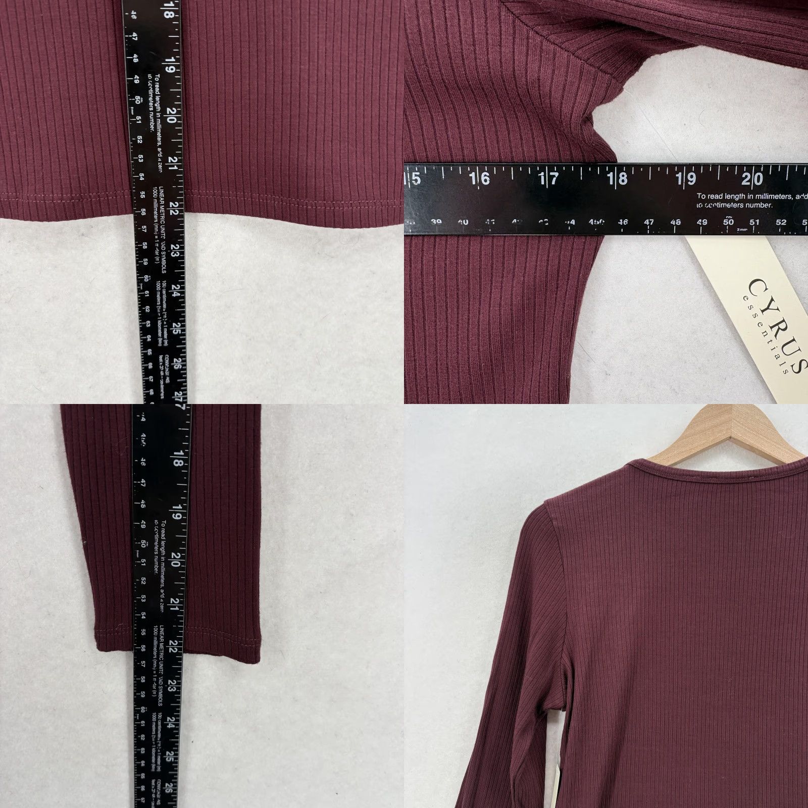 Vintage Cyrus Shirt Womens L Burgundy Ribbed Stretch Long Sleeve Crew Neck Top NYC Size L / US 10 / IT 46 - 8 Thumbnail