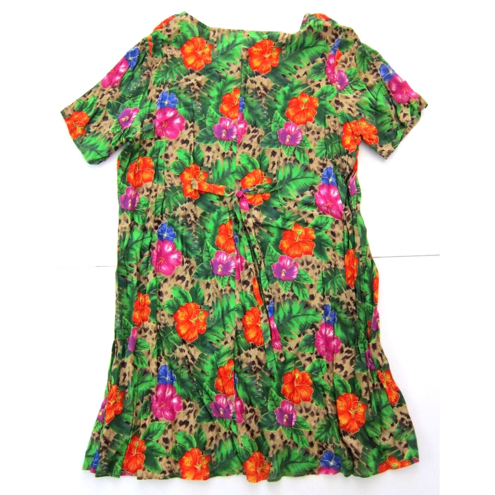 Vintage VTG Notations Clothing Co. Green Floral Rayon Short Sleeve Sun Dress 1X Size 40" / US 18 - 2 Thumbnail