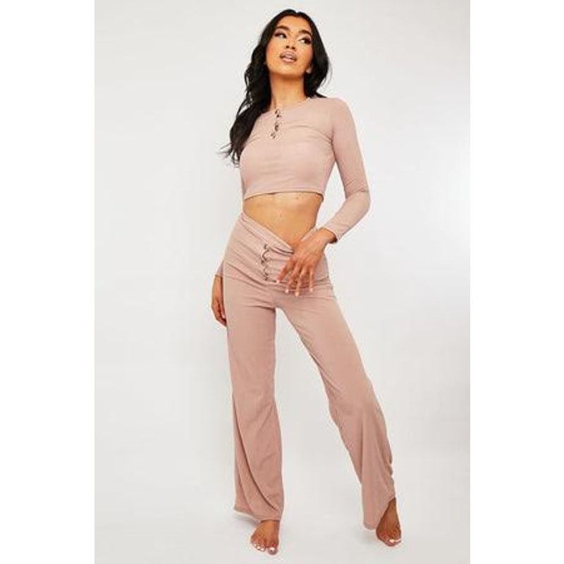 Nasty Gal Nasty Gal | Pink Ribbed Matching Set | Size 10 Size 32" / US 10 / IT 46 - 1 Thumbnail