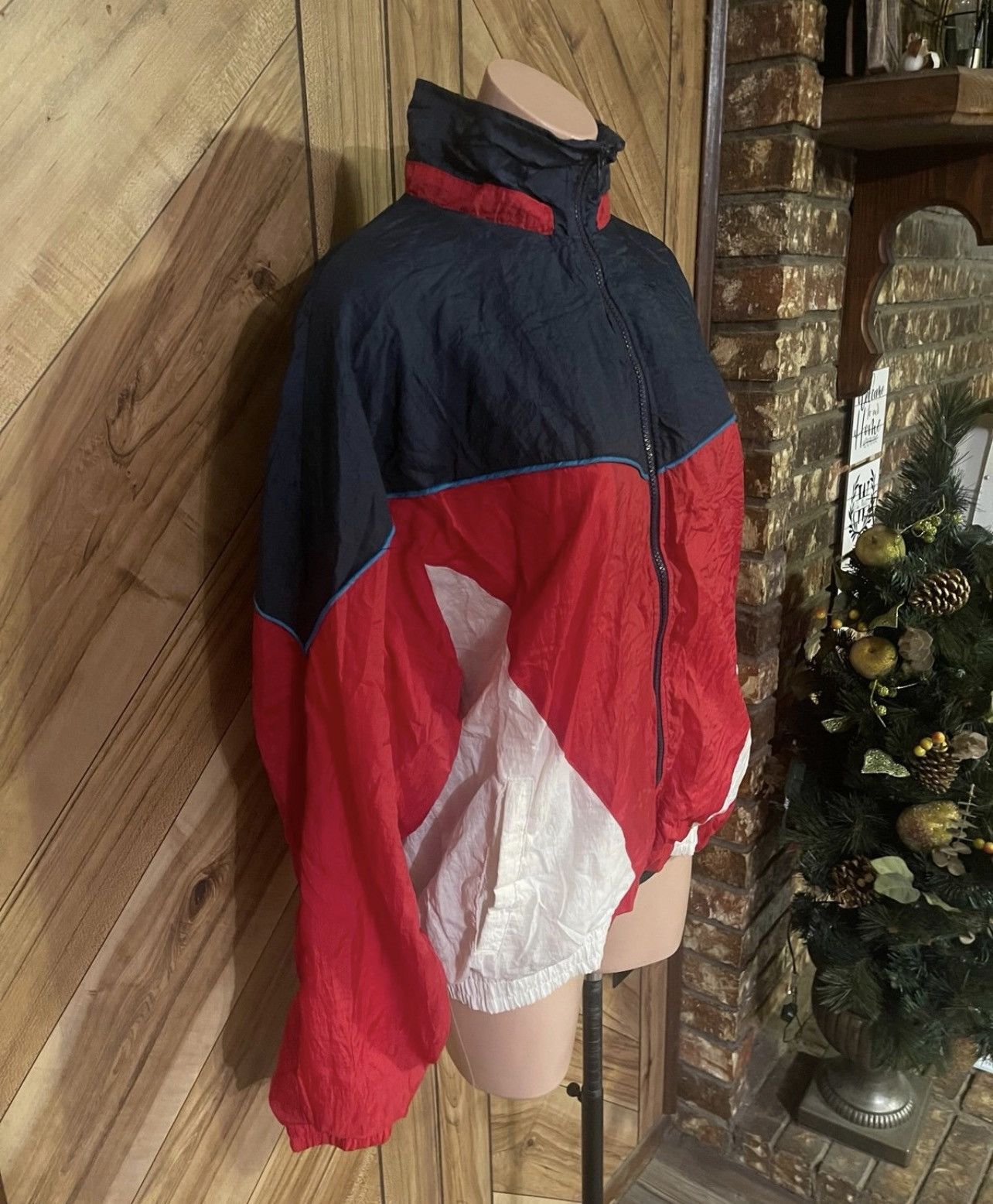Wilson Wilson Men’s Large Vtg 90’s Navy Blue Red White Wind Jacket Size US L / EU 52-54 / 3 - 3 Thumbnail