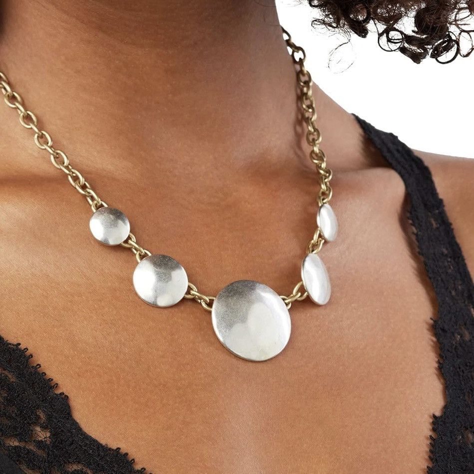 Lucky Brand Lucky Brand two tone hammered discs necklace Size ONE SIZE - 2 Thumbnail