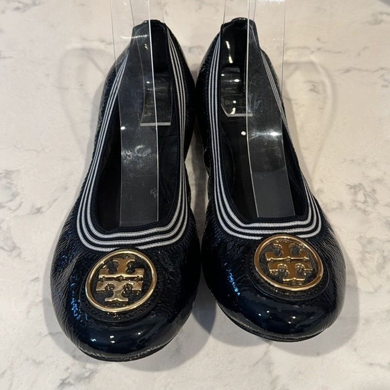 Tory Burch Tory Burch Navy Blue Patent Leather Croline Ballet Flats Size US 6.5 / IT 36.5 - 4 Thumbnail
