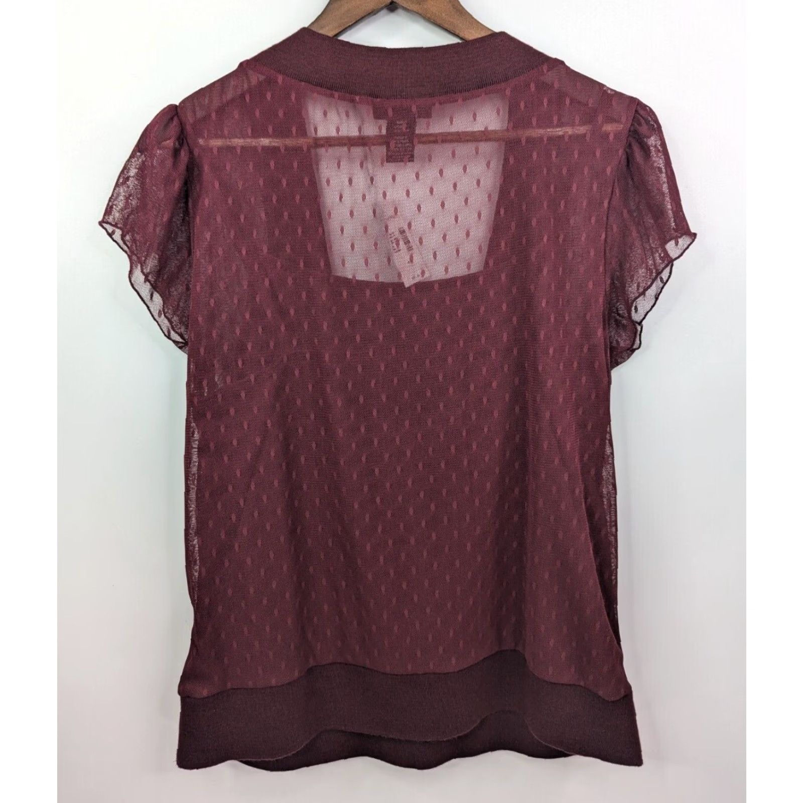 Vintage NWT Lane Bryant Burgundy Deep V-Neck Sheer Blouse With Tank Top Size 14/16 Size XL / US 12-14 / IT 48-50 - 2 Thumbnail