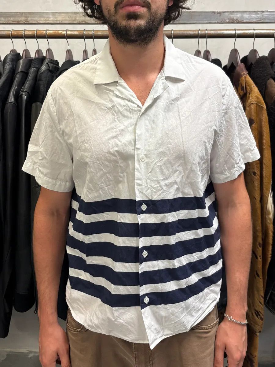 Acne Studios Acne Studios White & Navy Striped Shirt Size US M / EU 48-50 / 2 - 2 Thumbnail