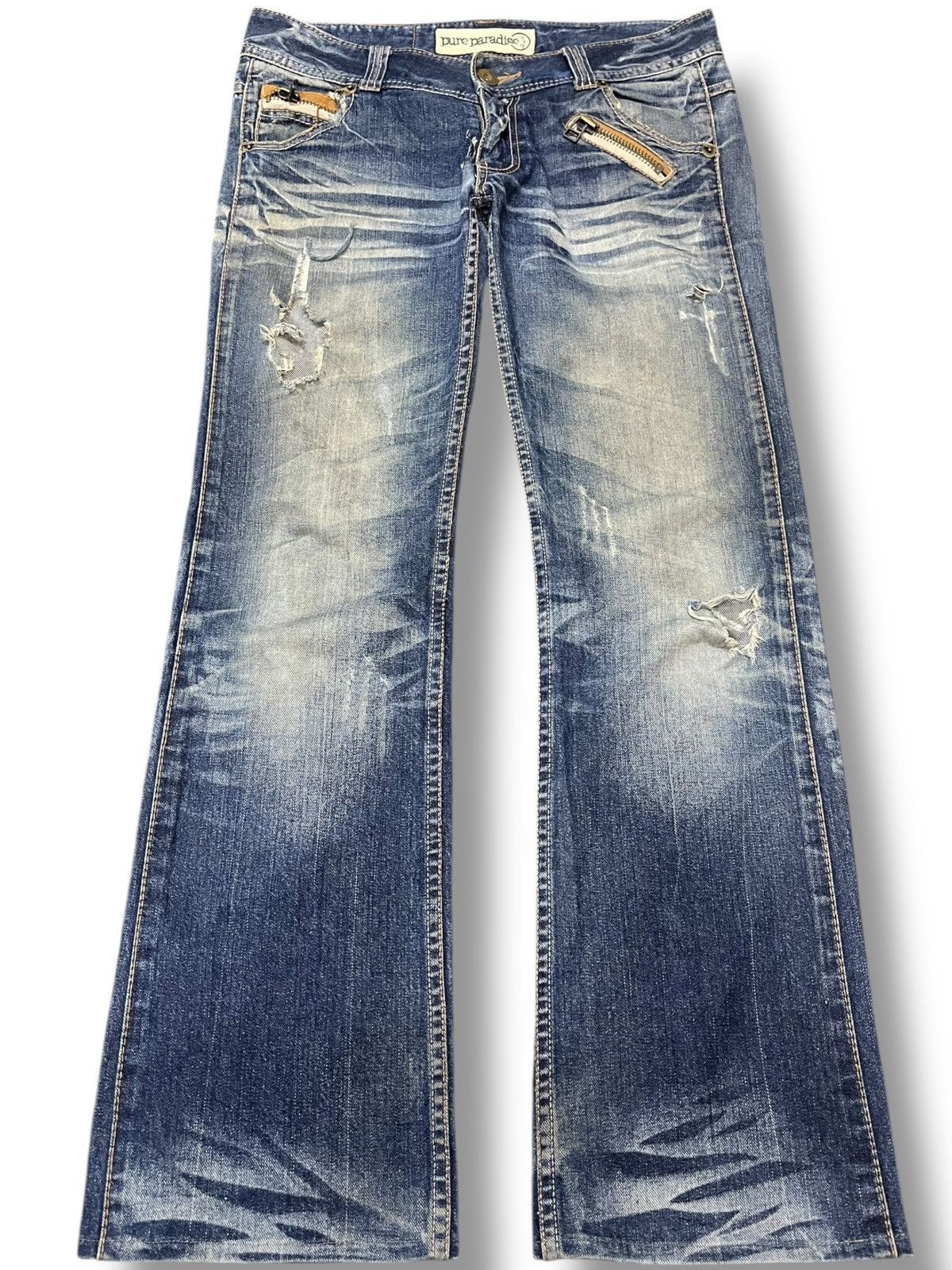 Beauty Beast × Japanese Brand Vintage Pure Paradise Flare Grunge Punk Distressed Denim Size US 33 - 1 Thumbnail