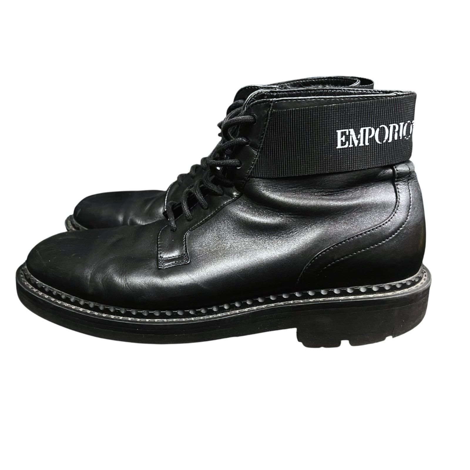 Emporio Armani Emporio Armani Men's US 9 Black Leather Ankle Boots $545 Size US 9 / EU 42 - 3 Thumbnail