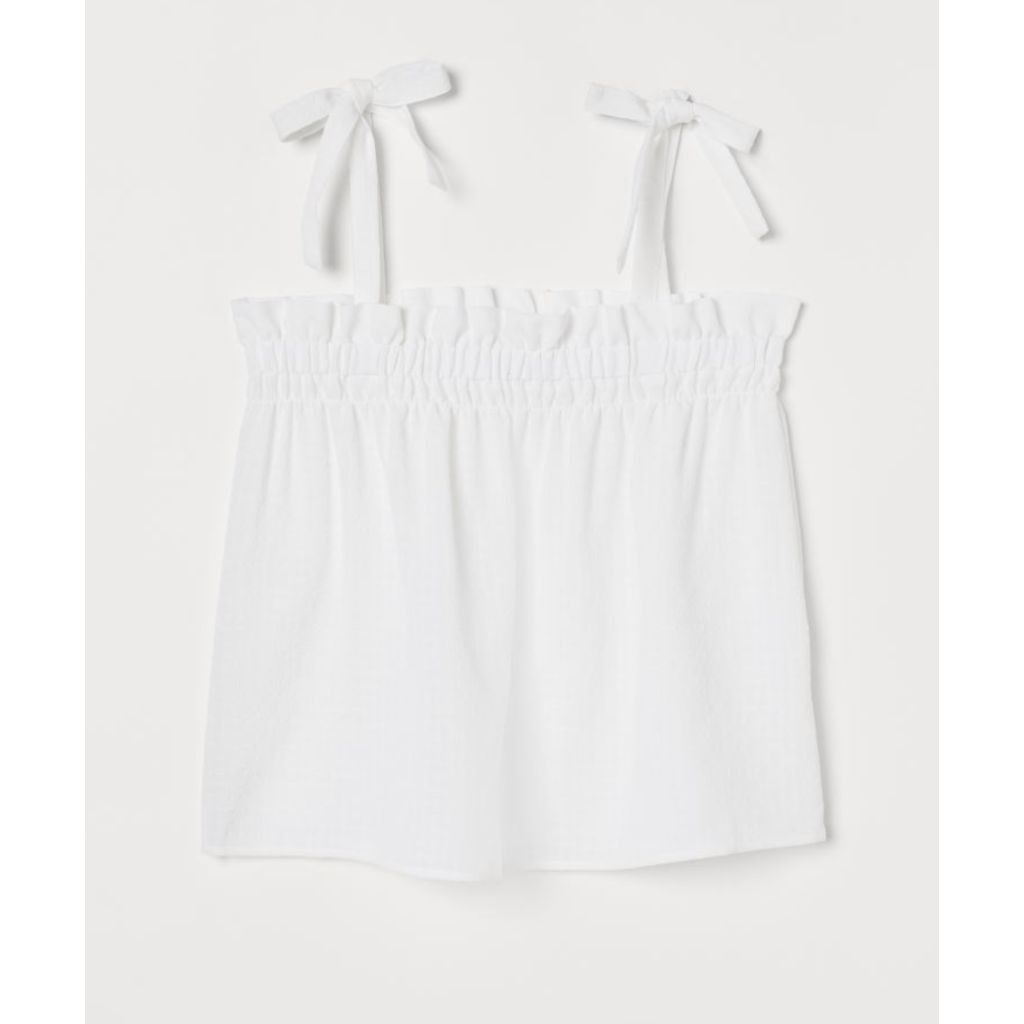 H&M H&M White Seersucker Top, Strappy Shirt, Size Small Size S / US 4 / IT 40 - 10 Thumbnail