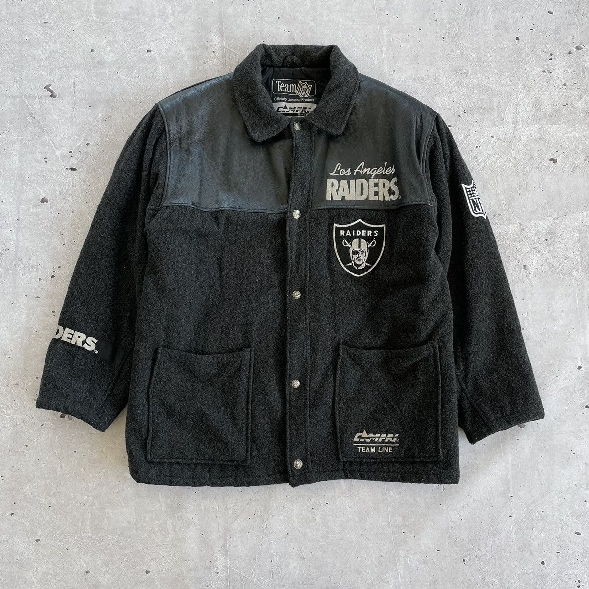 NFL × NHL × Vintage 🔥Very Rare 90’s RAIDERS Leather and wool Jacket rap style Size US L / EU 52-54 / 3 - 1 Thumbnail