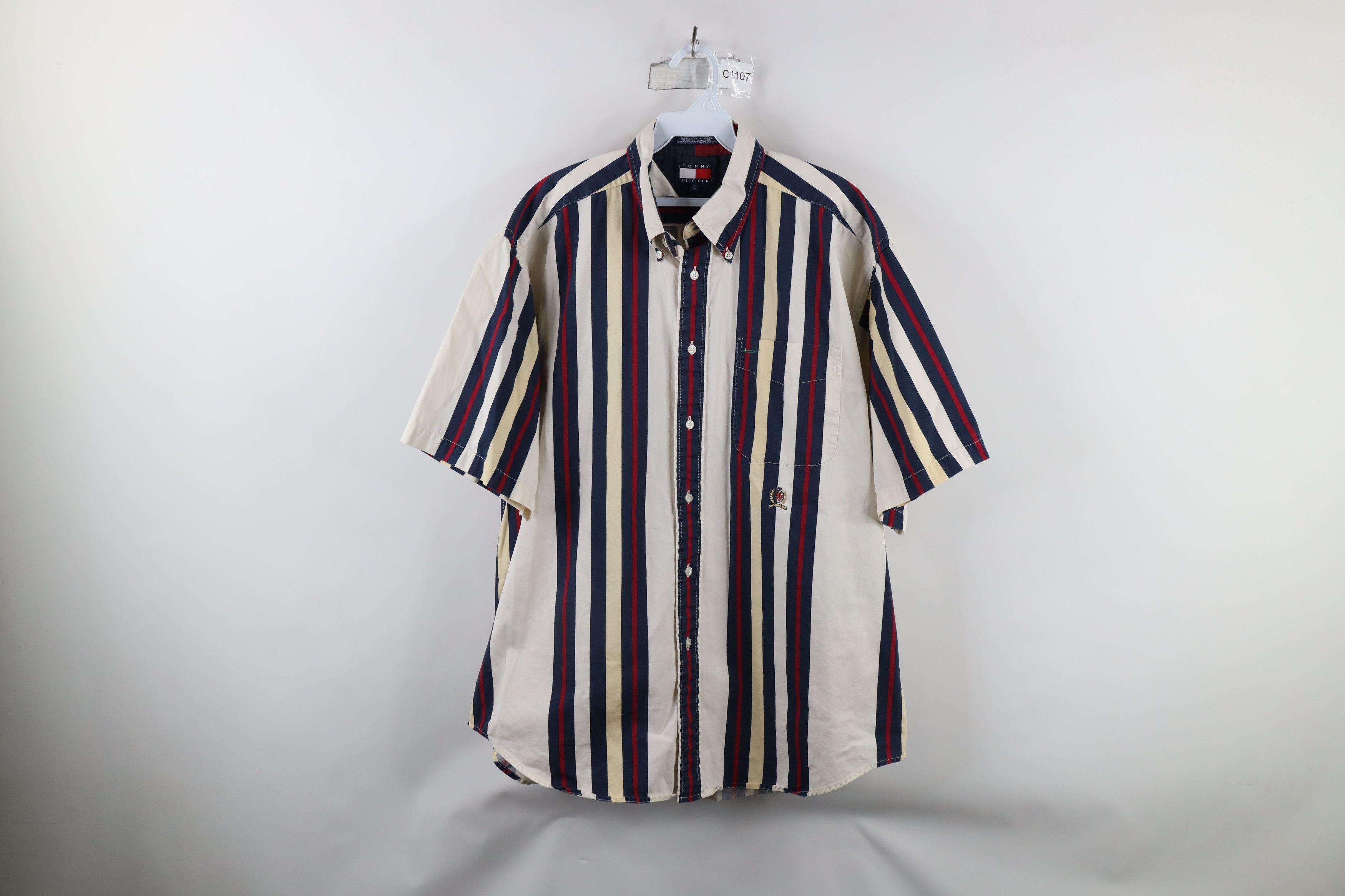 Tommy Hilfiger × Vintage Vintage 90s Tommy Hilfiger Short Sleeve Button Down Shirt Size US L / EU 52-54 / 3 - 1 Thumbnail