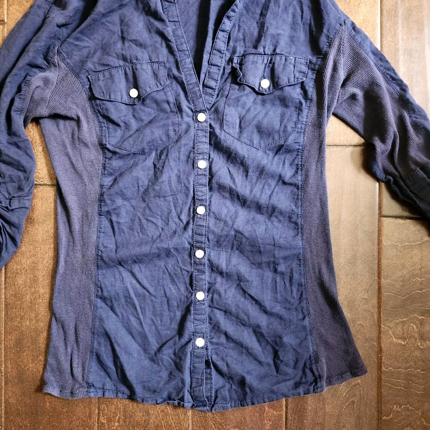 Vintage VINTAGE? No. Max Studio Shirt Men Navy Blue Pocket Button-Up Regular Small Cotton Long Sleeve Casual Travel Party 90s? Size US S / EU 44-46 / 1 - 3 Thumbnail