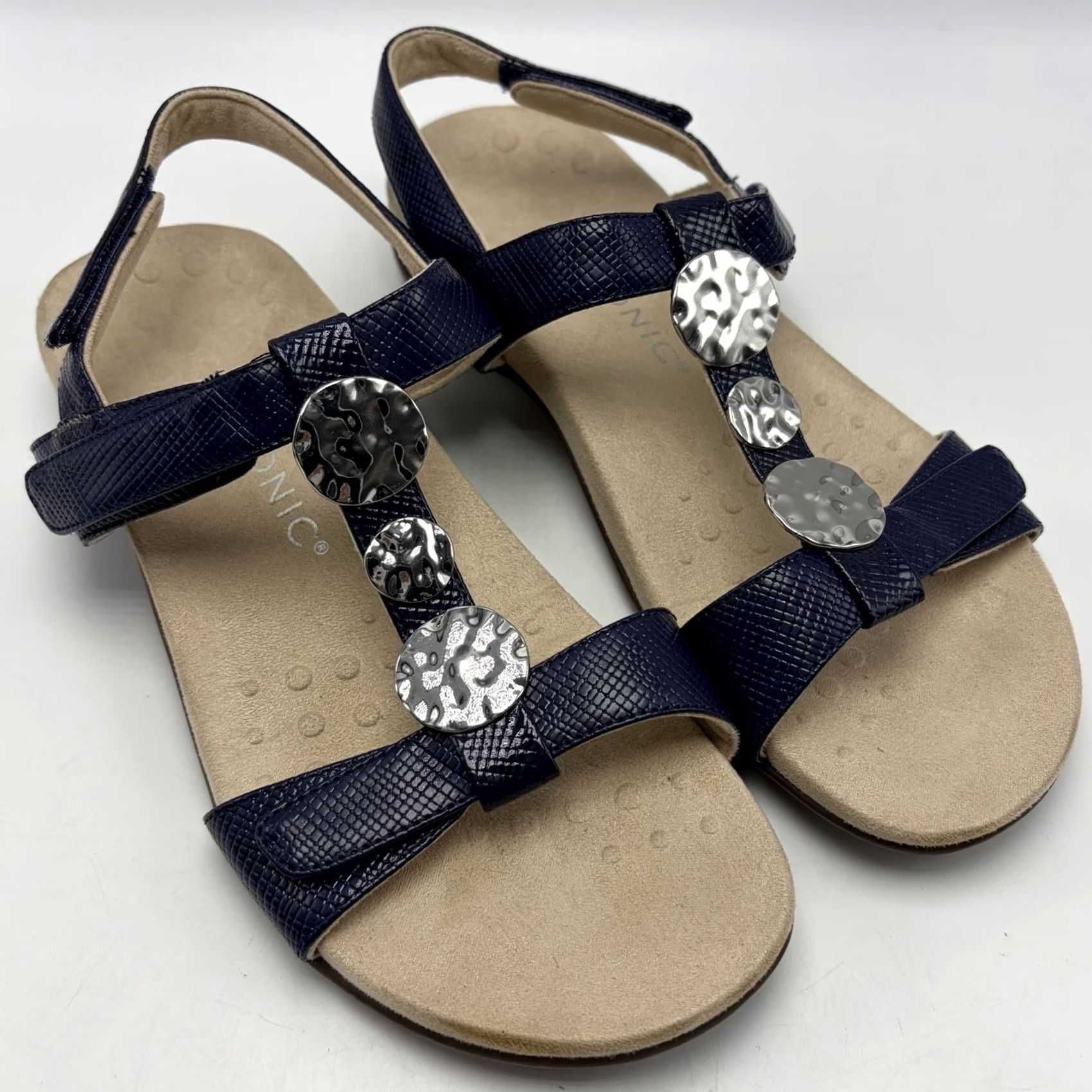 Vionic Vionic Sandals 9.5 Farra Navy Blue Leather Slingback Women's Size US 10 / IT 40 - 2 Thumbnail