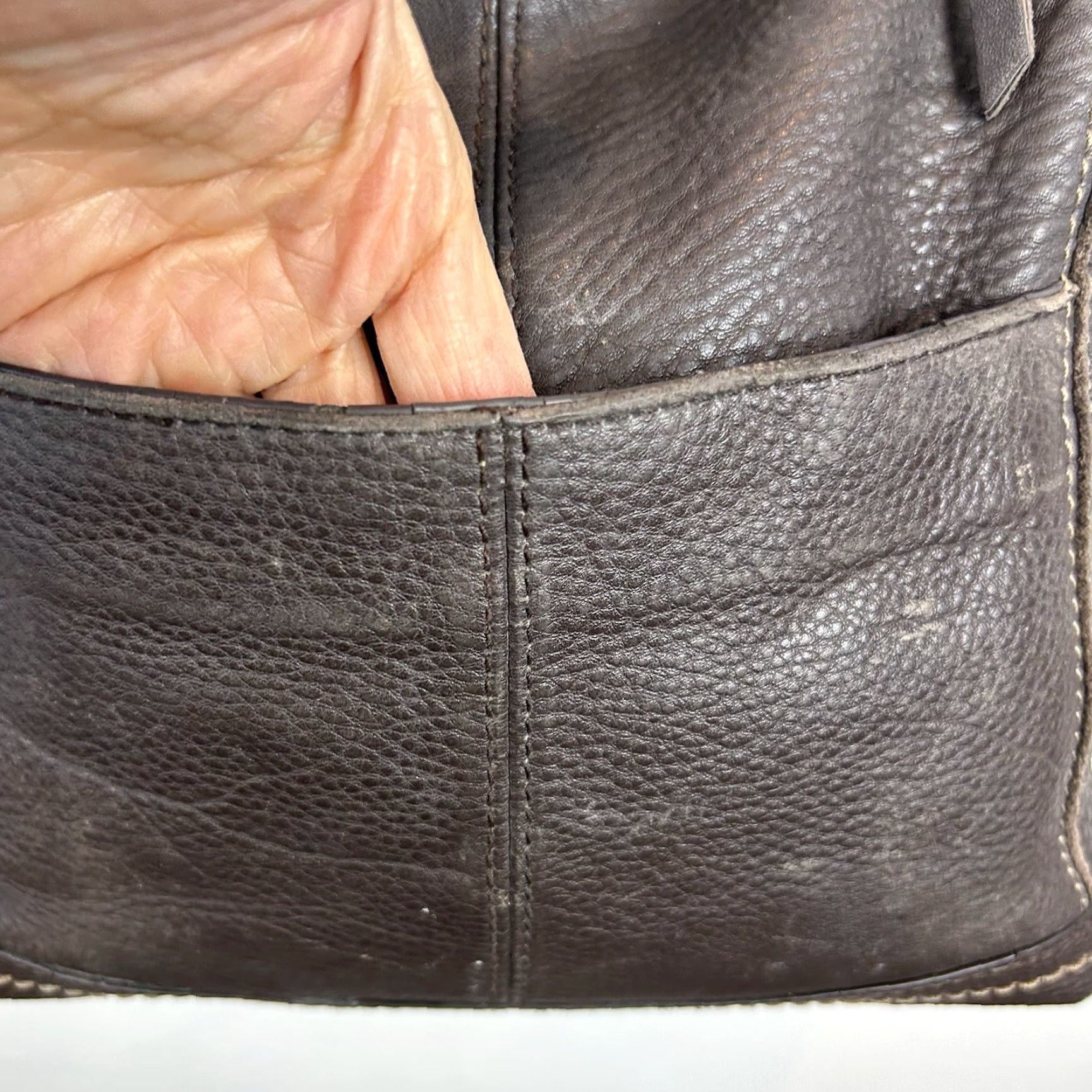 The Sak The Sak Purse Crossbody Brown Pebbled Leather Shoulder Bag Handbag Read Size ONE SIZE - 7 Thumbnail