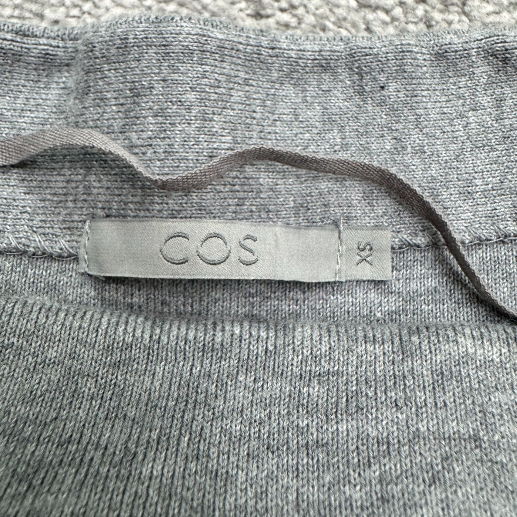 Cos COS Sweater Dress Womens XS Gray White Striped Short Sleeve Knit Midi Casual Stretch Size XS / US 0-2 / IT 36-38 - 6 Thumbnail
