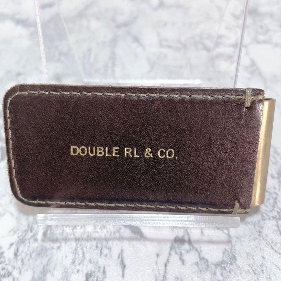 Ralph Lauren RRL Ralph Lauren Money Clip Wing Logo Emboss Leather×Brass Unisex Casual Used Brown Size ONE SIZE - 3 Thumbnail