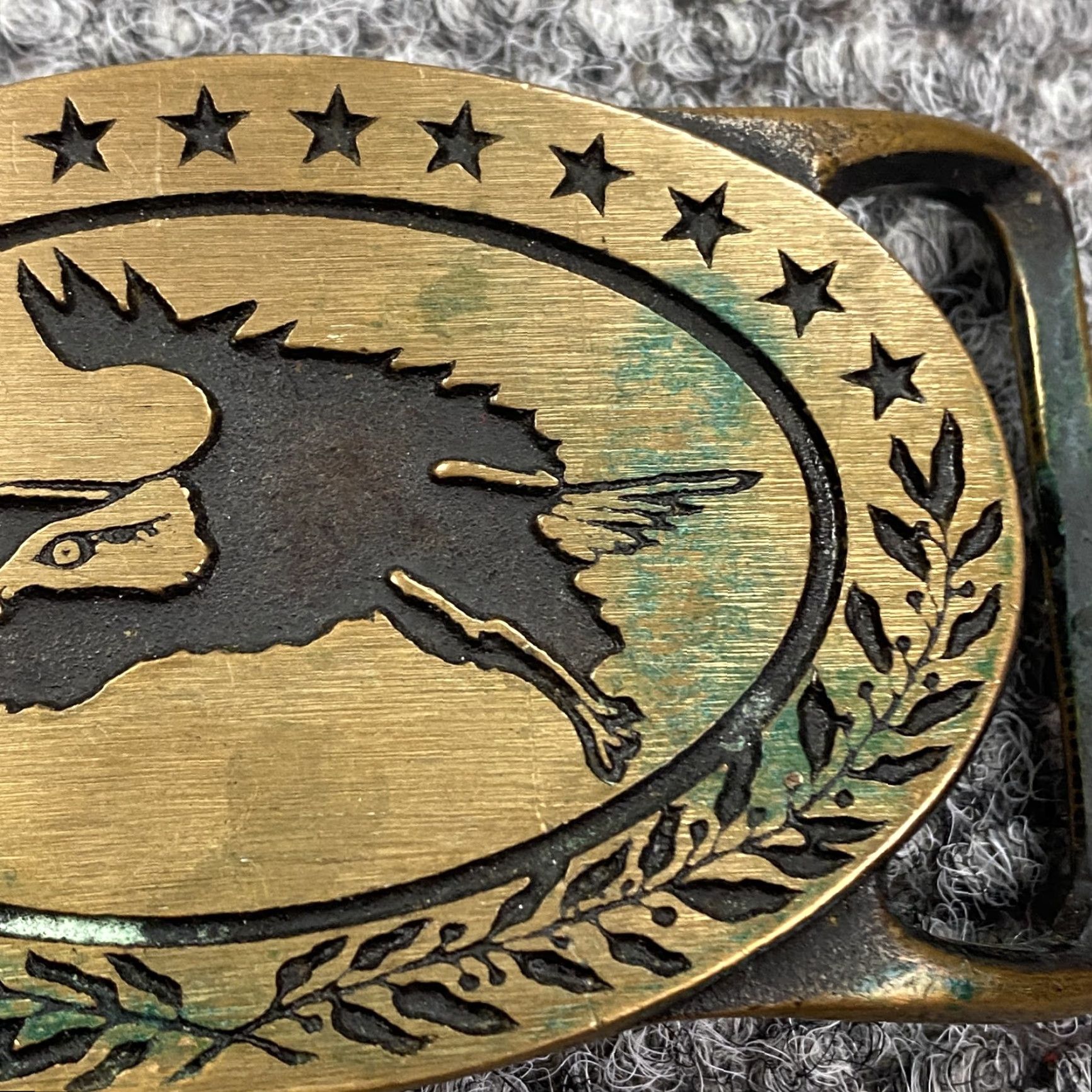 Vintage VINTAGE Tech Ether Guild Bald Eagle Belt Buckle Solid Brass USA Patriotic 70s Western Buckle Mens 1.5 in Gold Size ONE SIZE - 3 Thumbnail