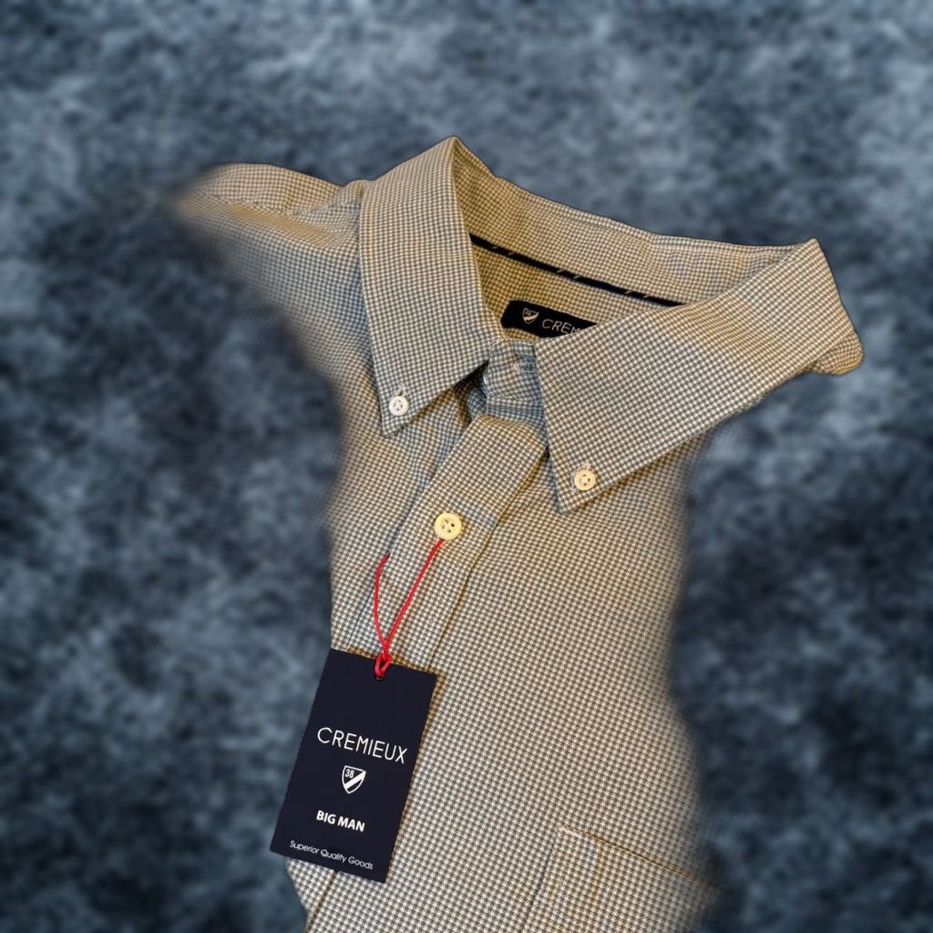 Cremieux Cremieux Shirt Green White Micro Houndstooth Cotton Button-Down Mens 4XB NWT Size US XXL / EU 58 / 5 - 1 Thumbnail
