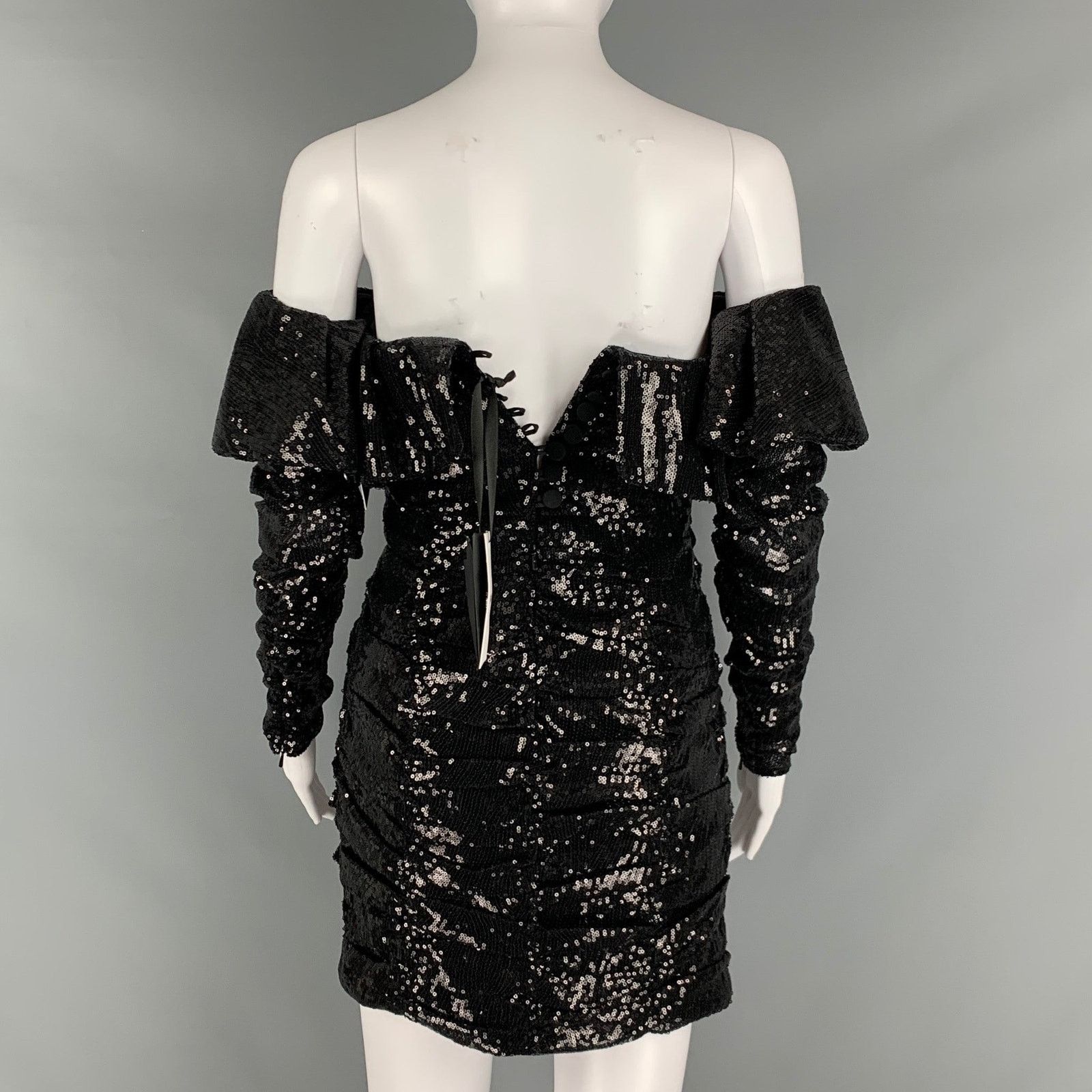 The Attico ATTICO Size 0 Black Polyester Sequined Mini Dress Size XS / US 0-2 / IT 36-38 - 3 Thumbnail