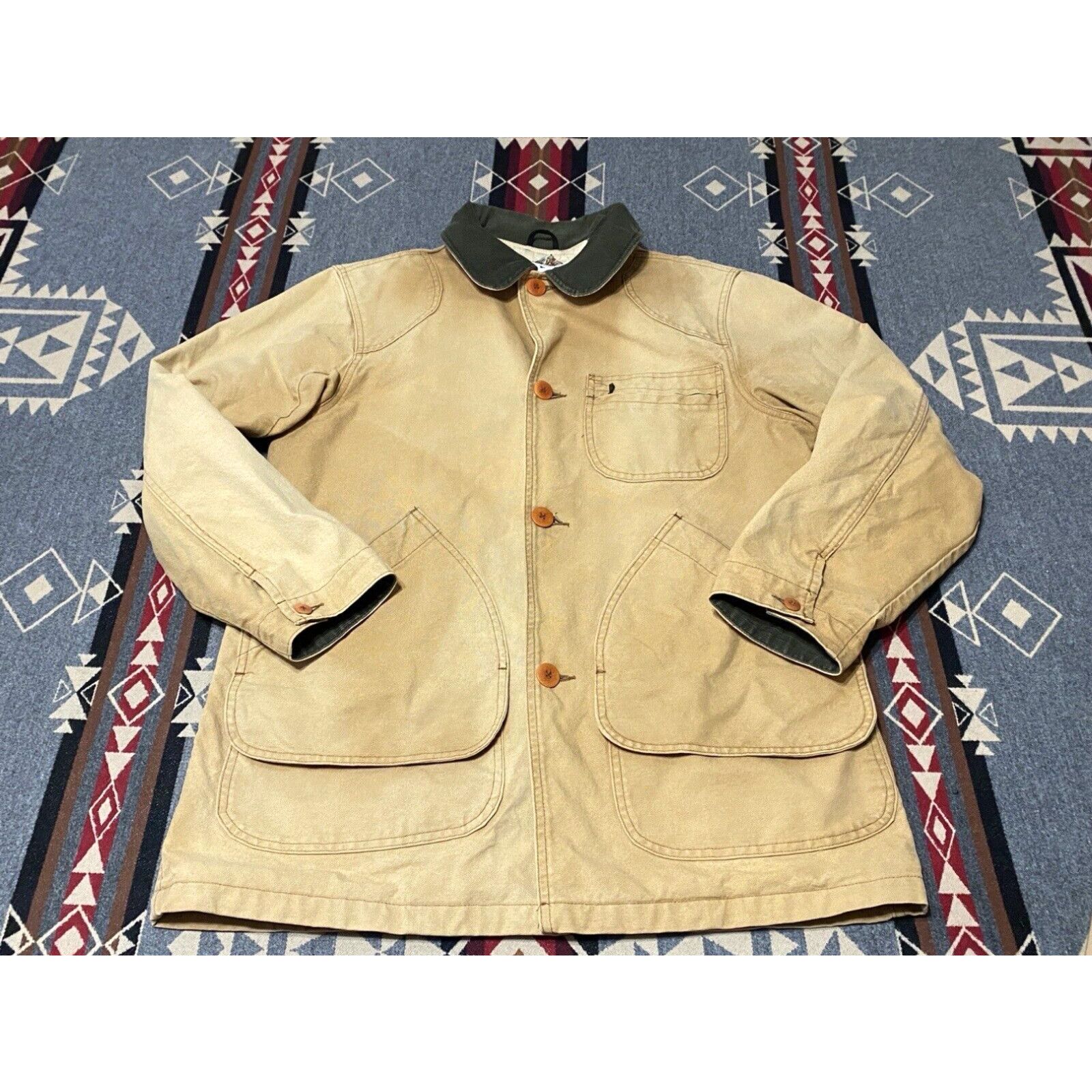 image of Vintage Ll Bean Women's Field Jacket Chore Barn Coat Cotton Lined L/xl Usa Animal Lined in White