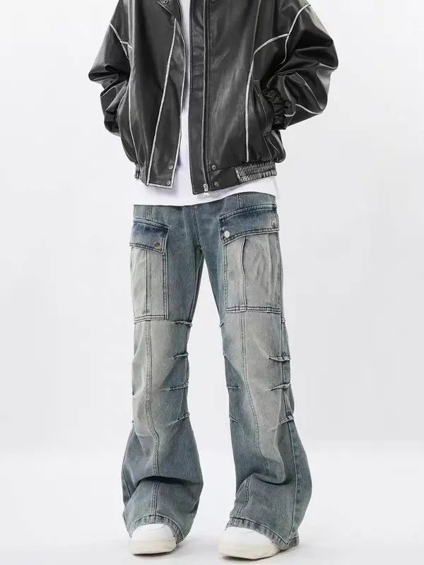 VIBE Retro Heavy Duty Washed Multi-Pocket Cargo Jeans Size US 32 / EU 48 - 1 Thumbnail