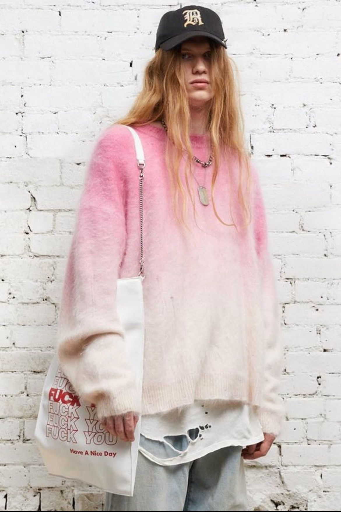 Japanese brushed cashmere dip dyed sweater. Small