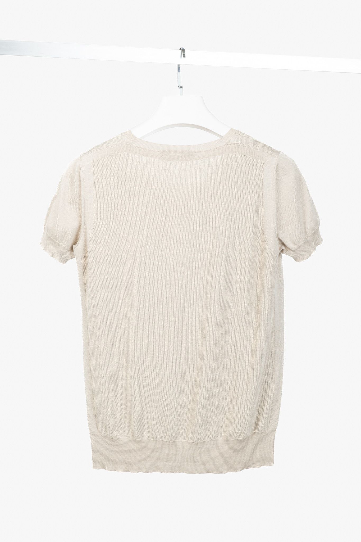 Loro Piana Loro Piana Beige Silk & Cotton Knit Short-Sleeve Sweater Size M / US 6-8 / IT 42-44 - 2 Thumbnail