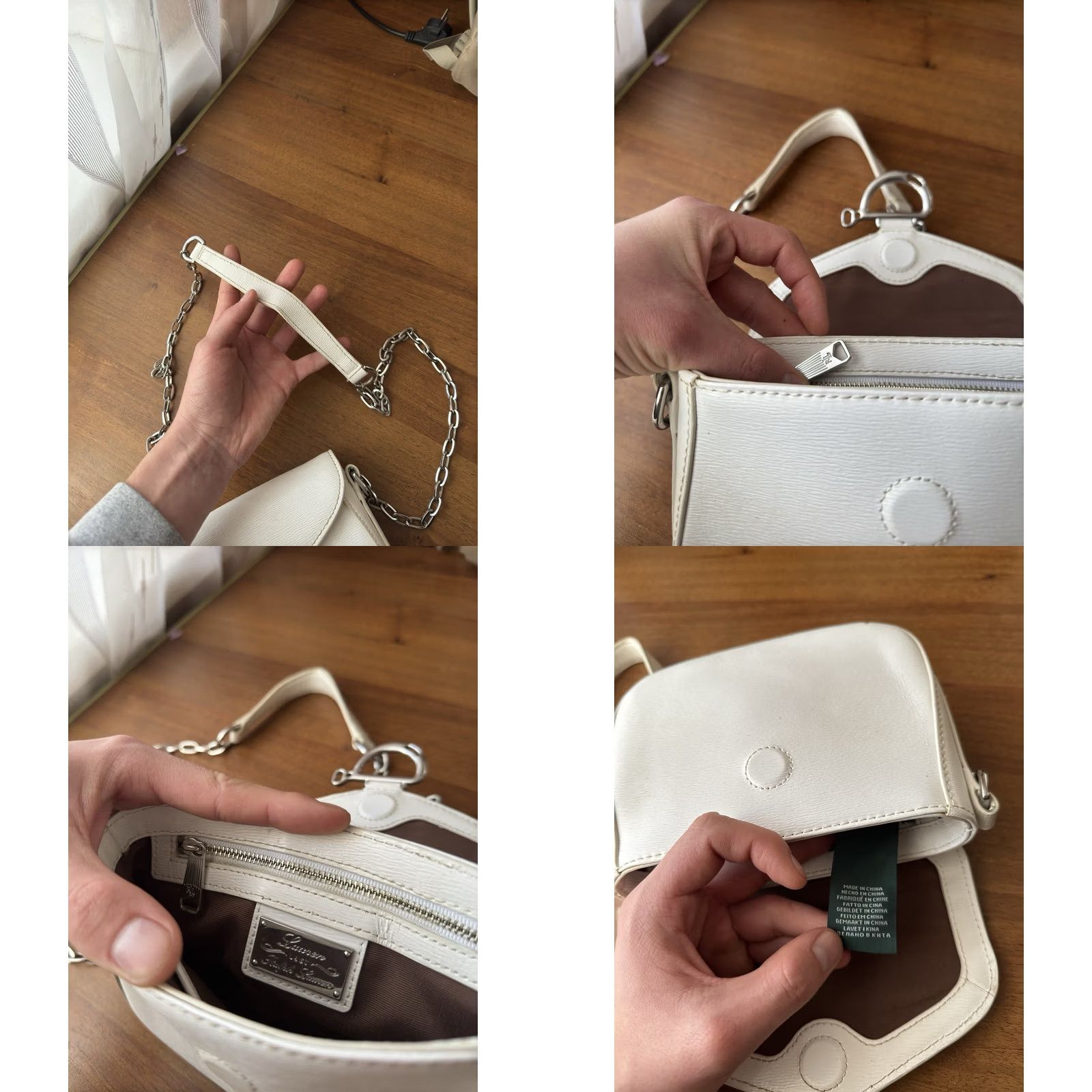 Ralph Lauren VINTAGE Ralph Lauren Leather White Messenger Bag Women Small XS Bag Small White Leather Messenger Bag 90s City Classic Designer Casual Womens Size ONE SIZE - 8 Thumbnail