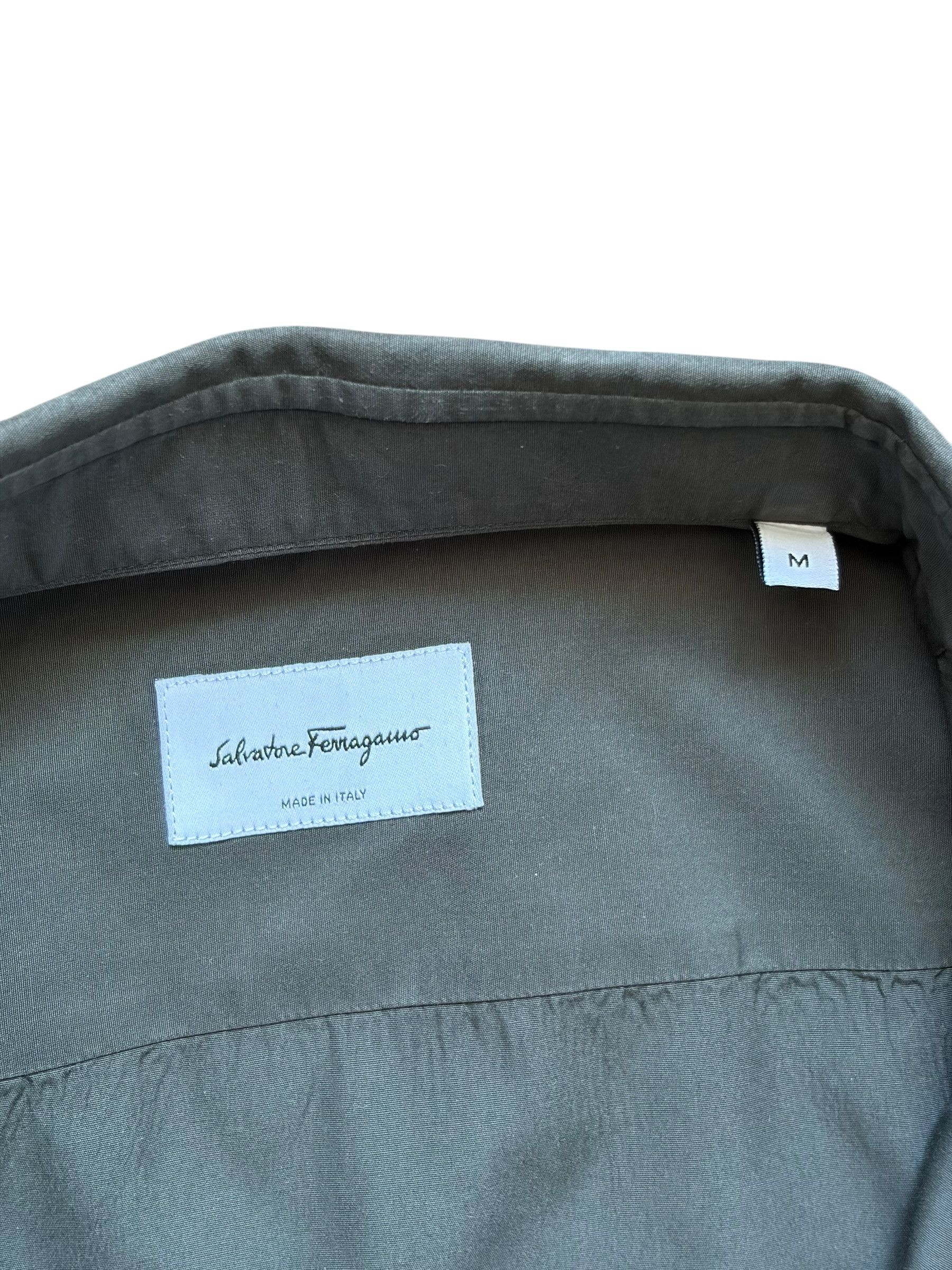 Salvatore Ferragamo Salvatore Ferragamo Dark Grey Logo Button Up Shirt Size US M / EU 48-50 / 2 - 5 Thumbnail