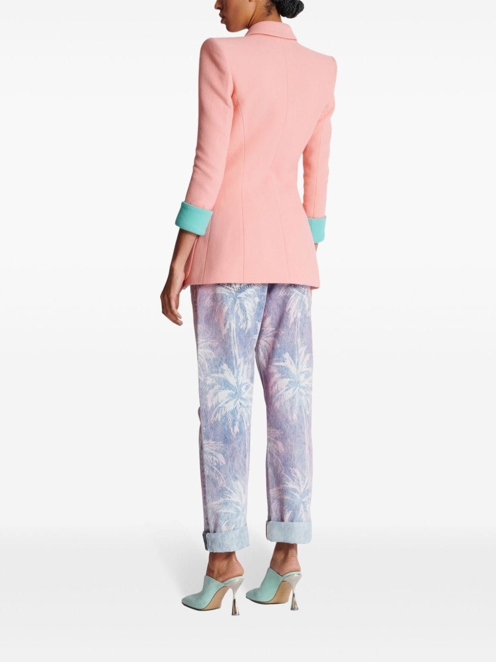 Balmain o1s1wg110825 Two Tone Virgin Wool Jacket in Pink Size XL / US 12-14 / IT 48-50 - 5 Thumbnail